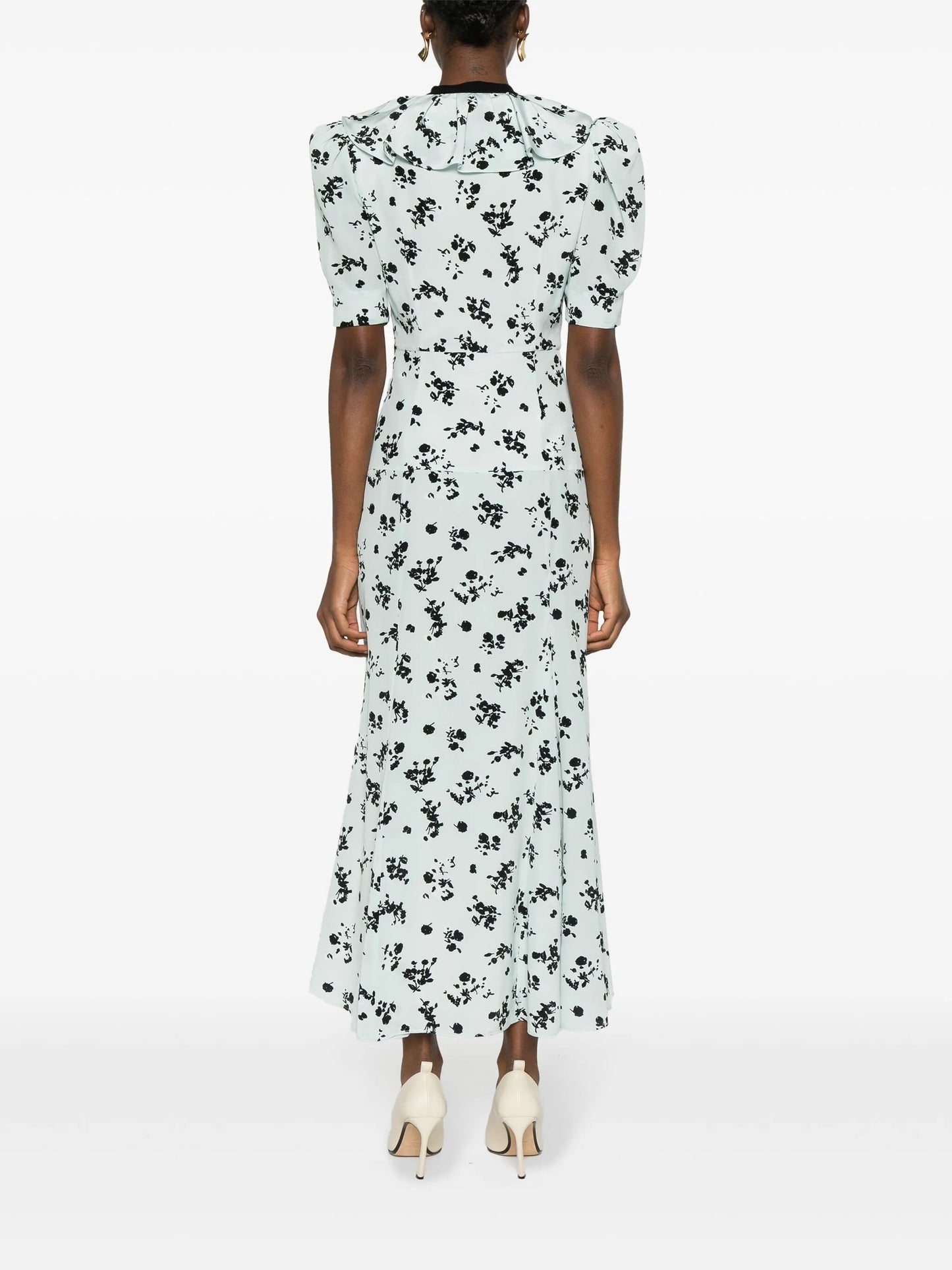 floral-print silk midi dress