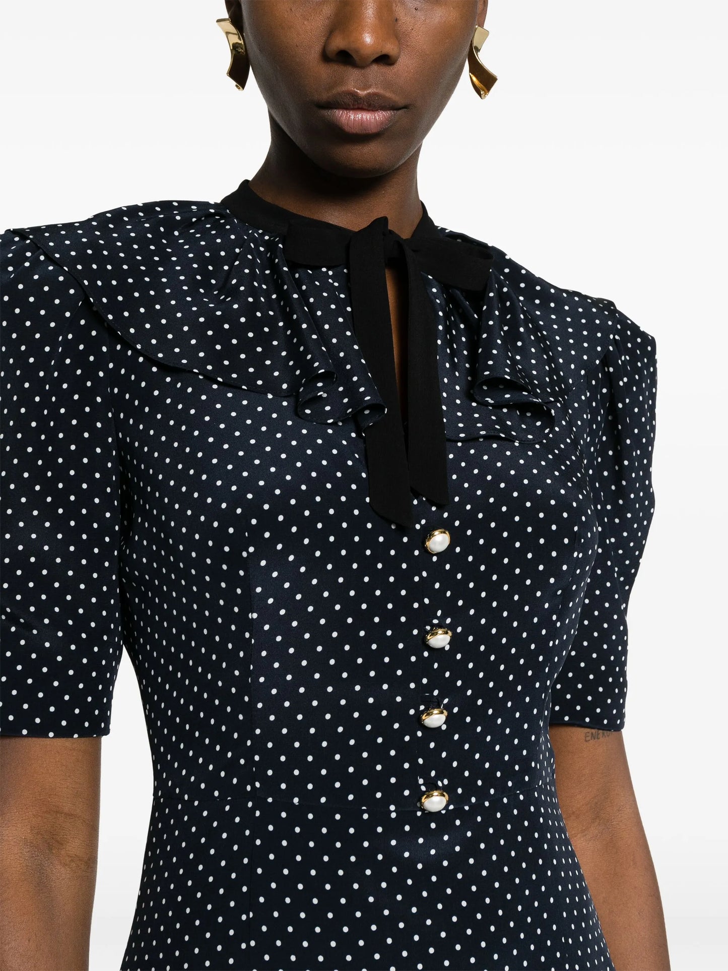 polka-dot silk midi dress