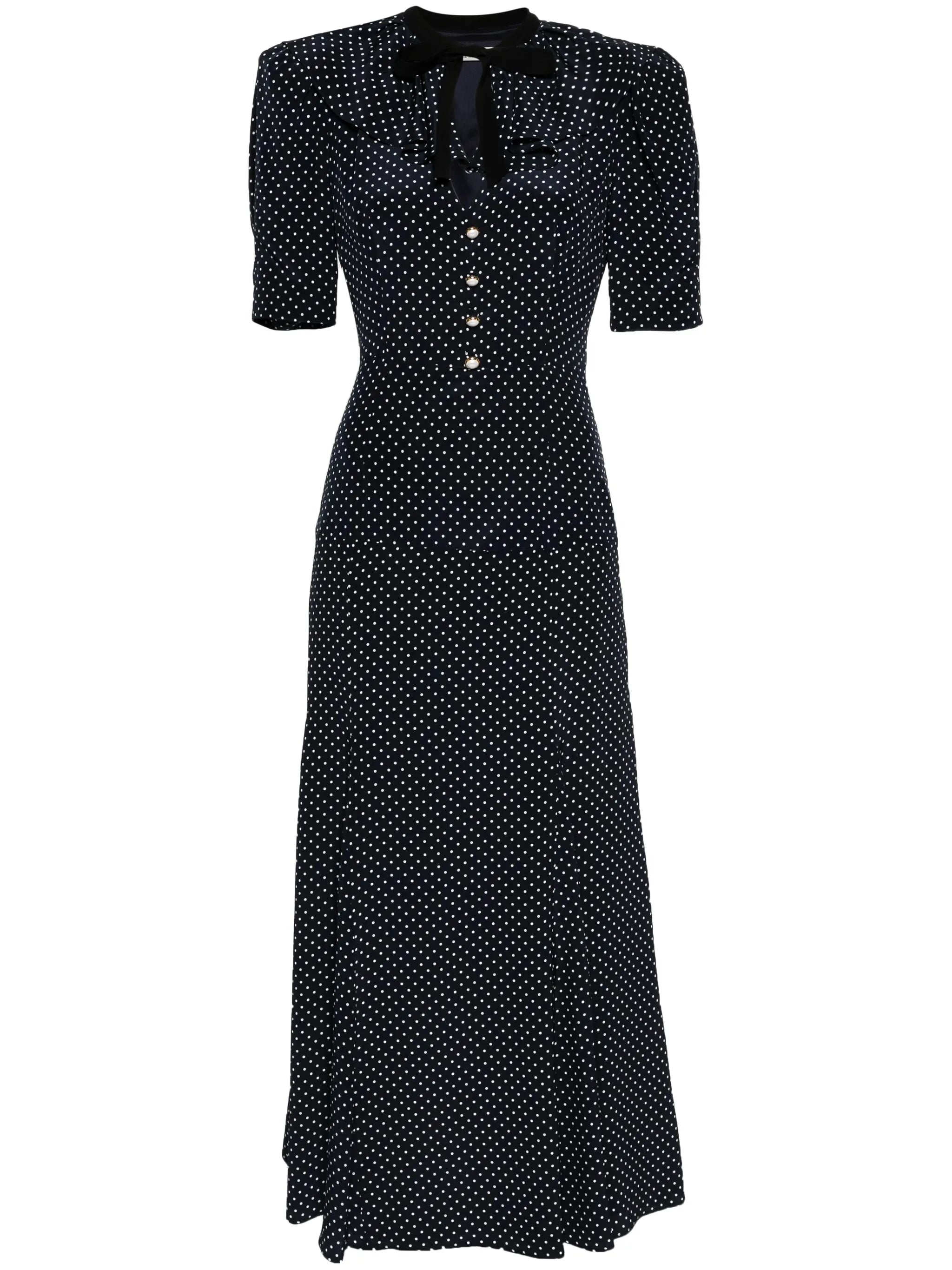 polka-dot silk midi dress