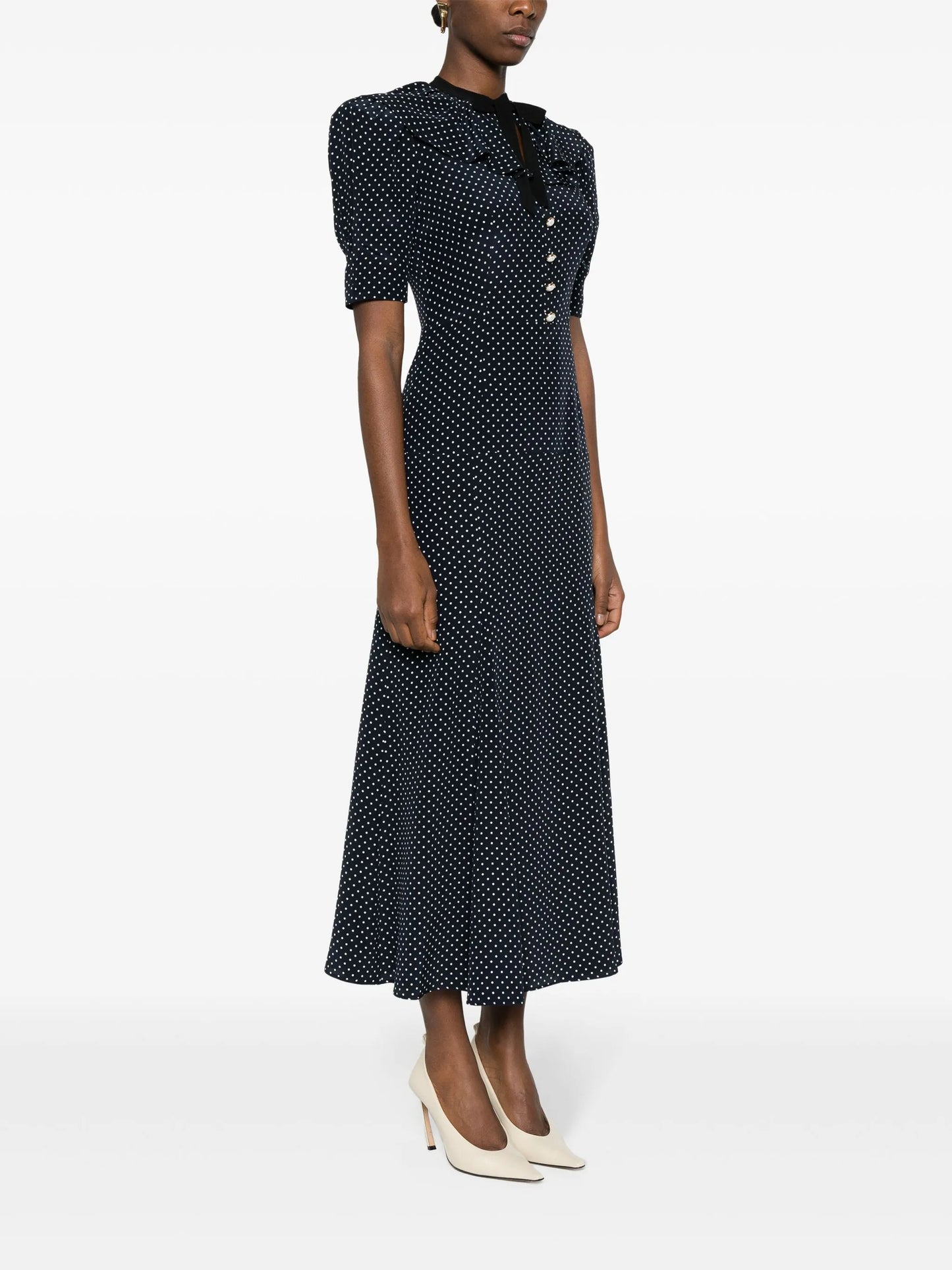 polka-dot silk midi dress