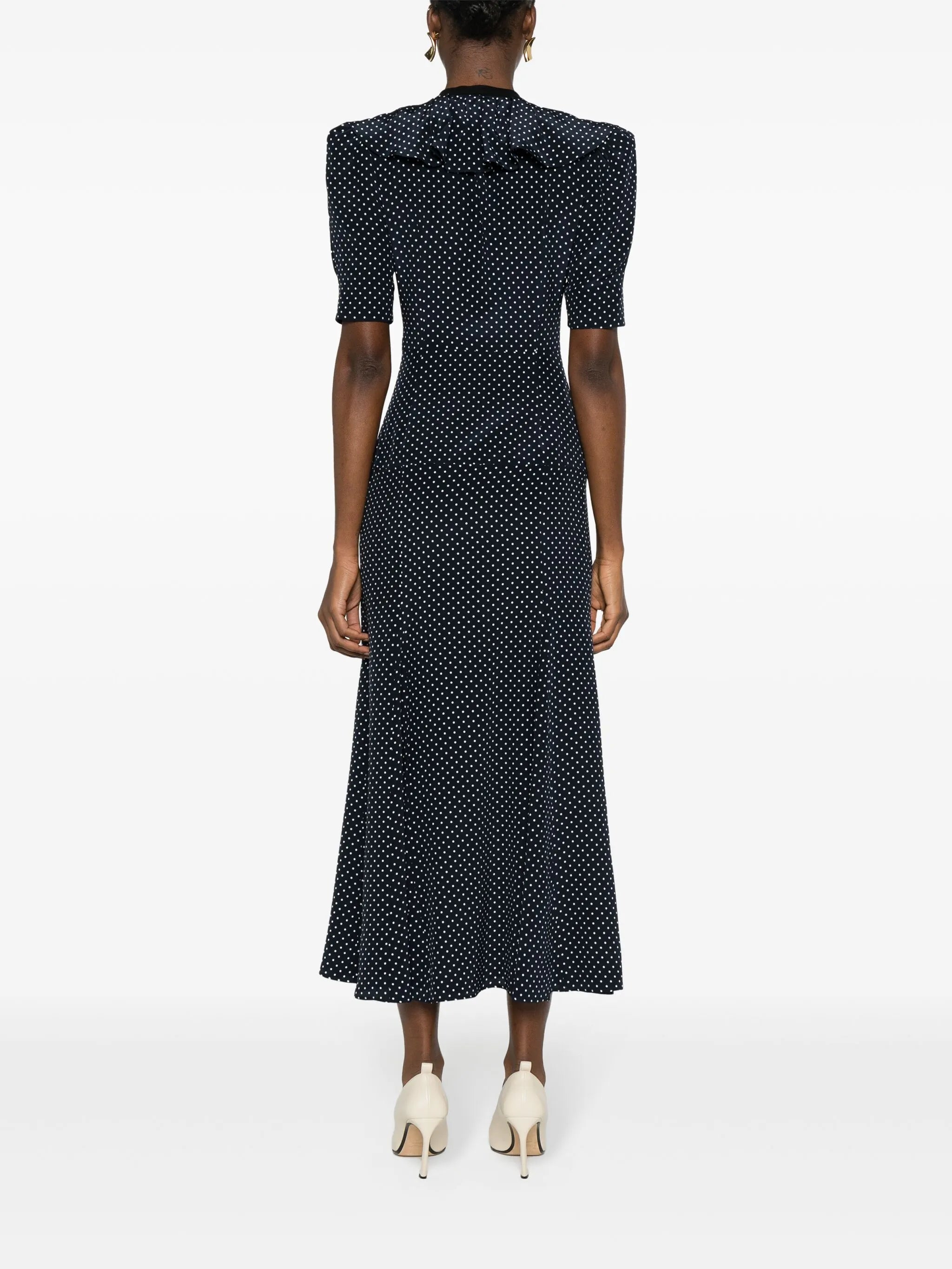 polka-dot silk midi dress