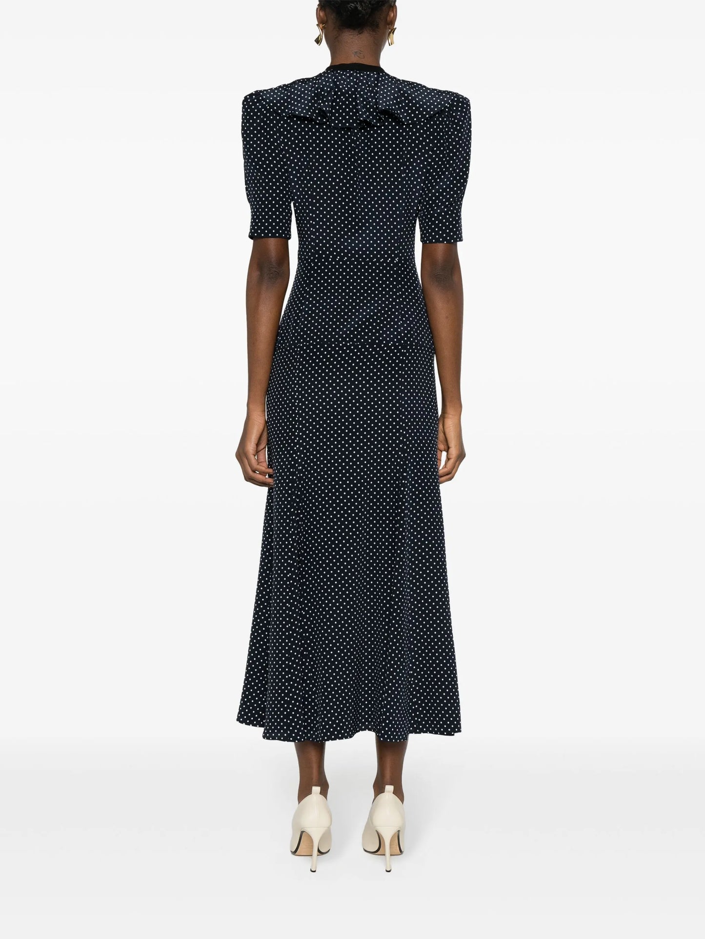 polka-dot silk midi dress