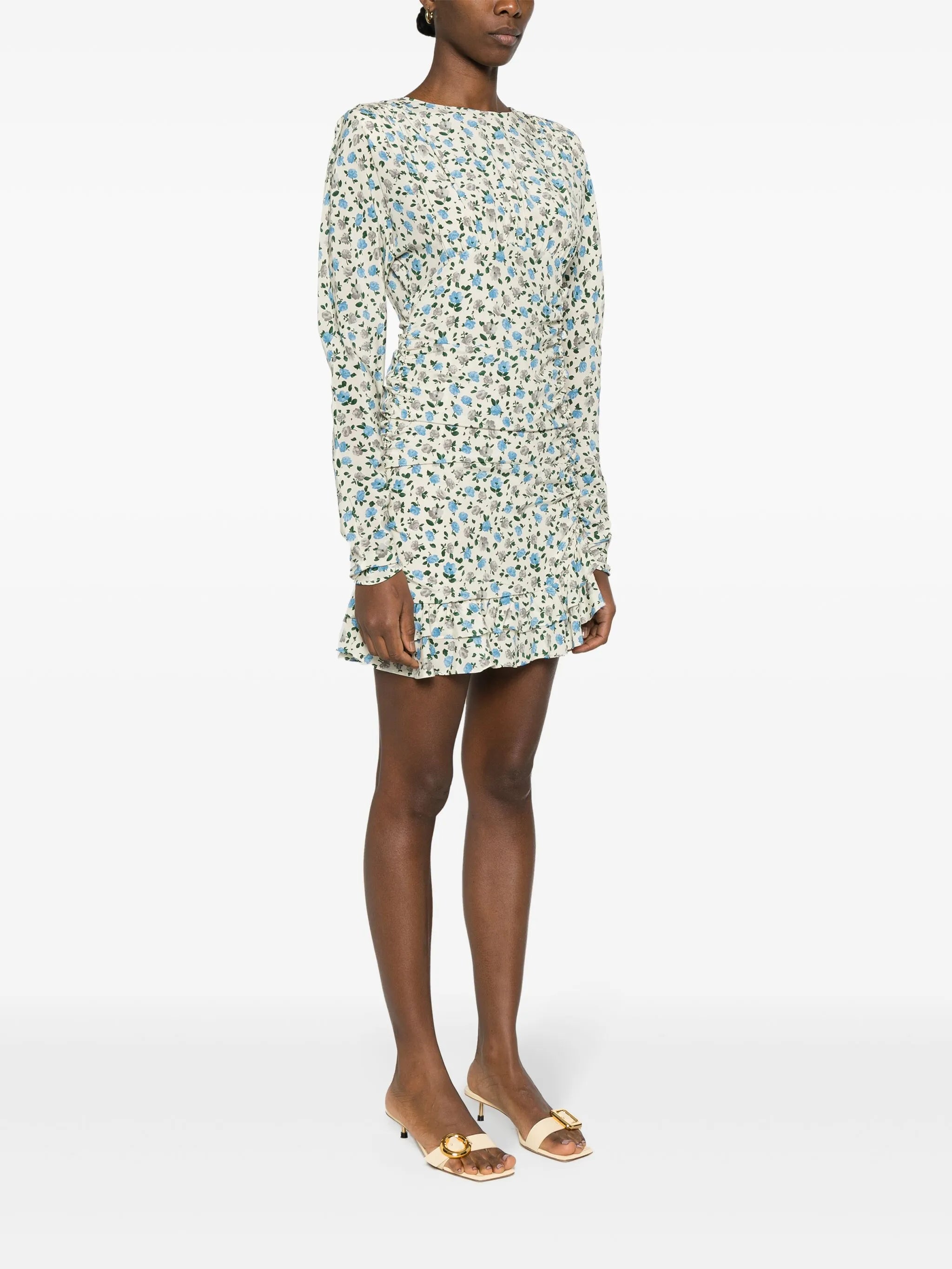 floral-print silk minidress