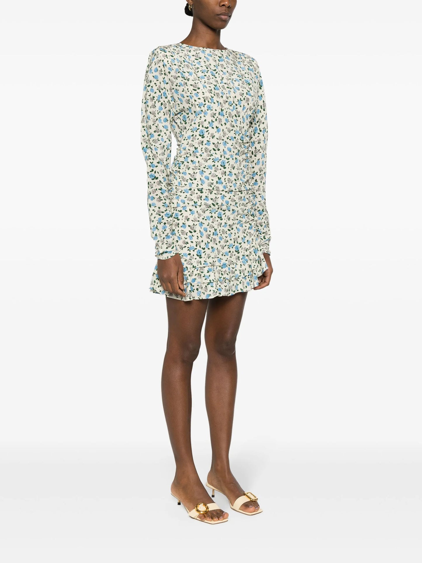floral-print silk minidress