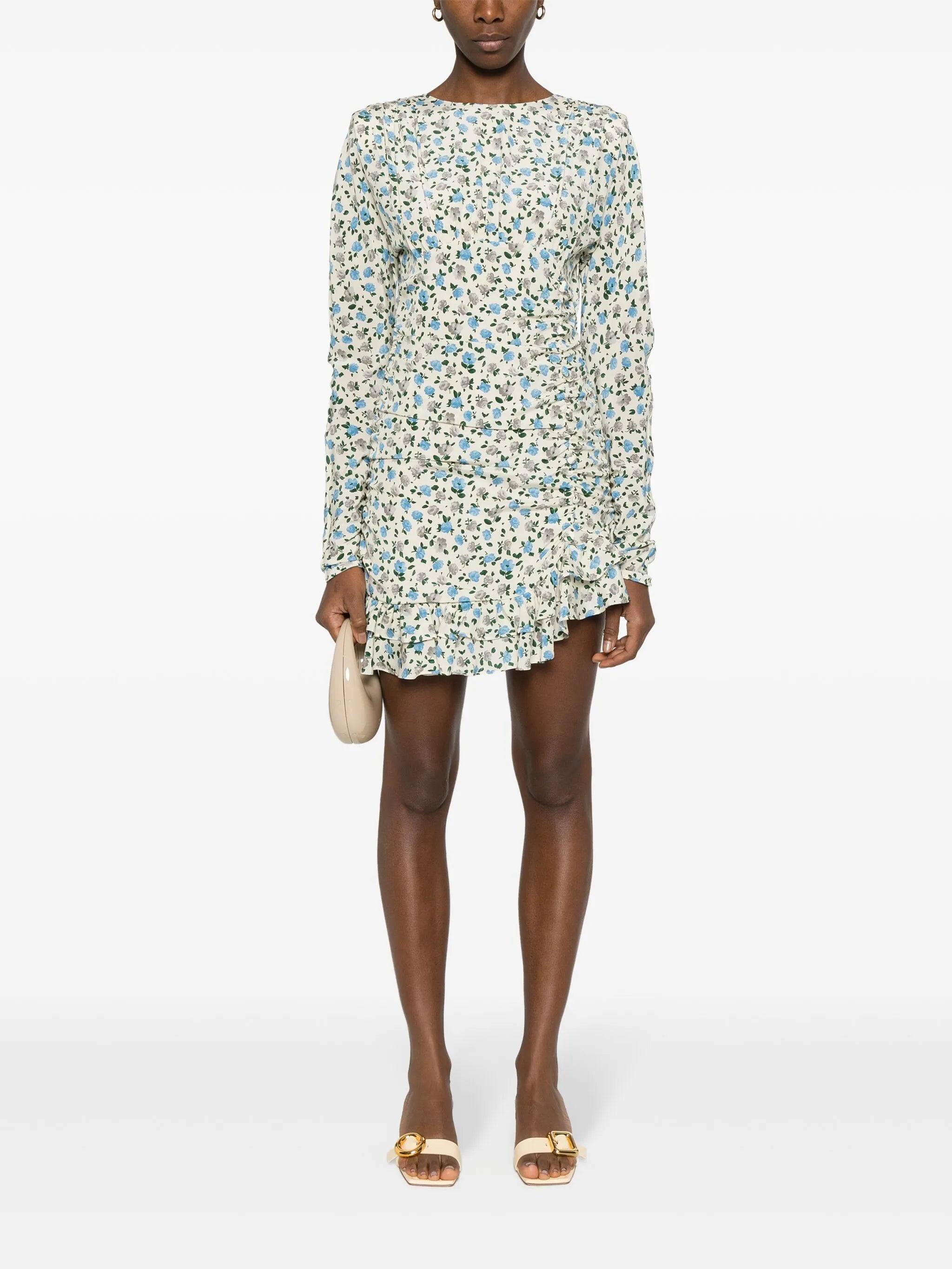 floral-print silk minidress