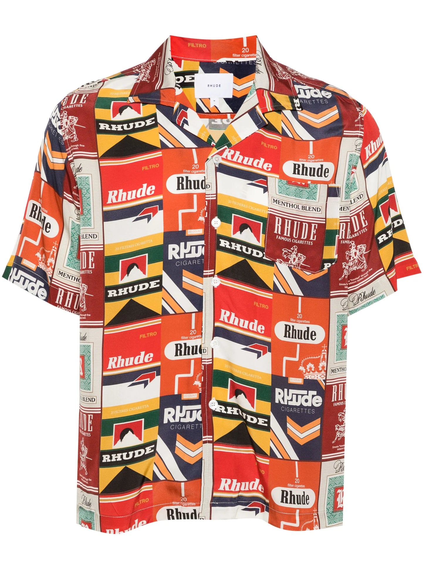 Cigarette-print silk shirt