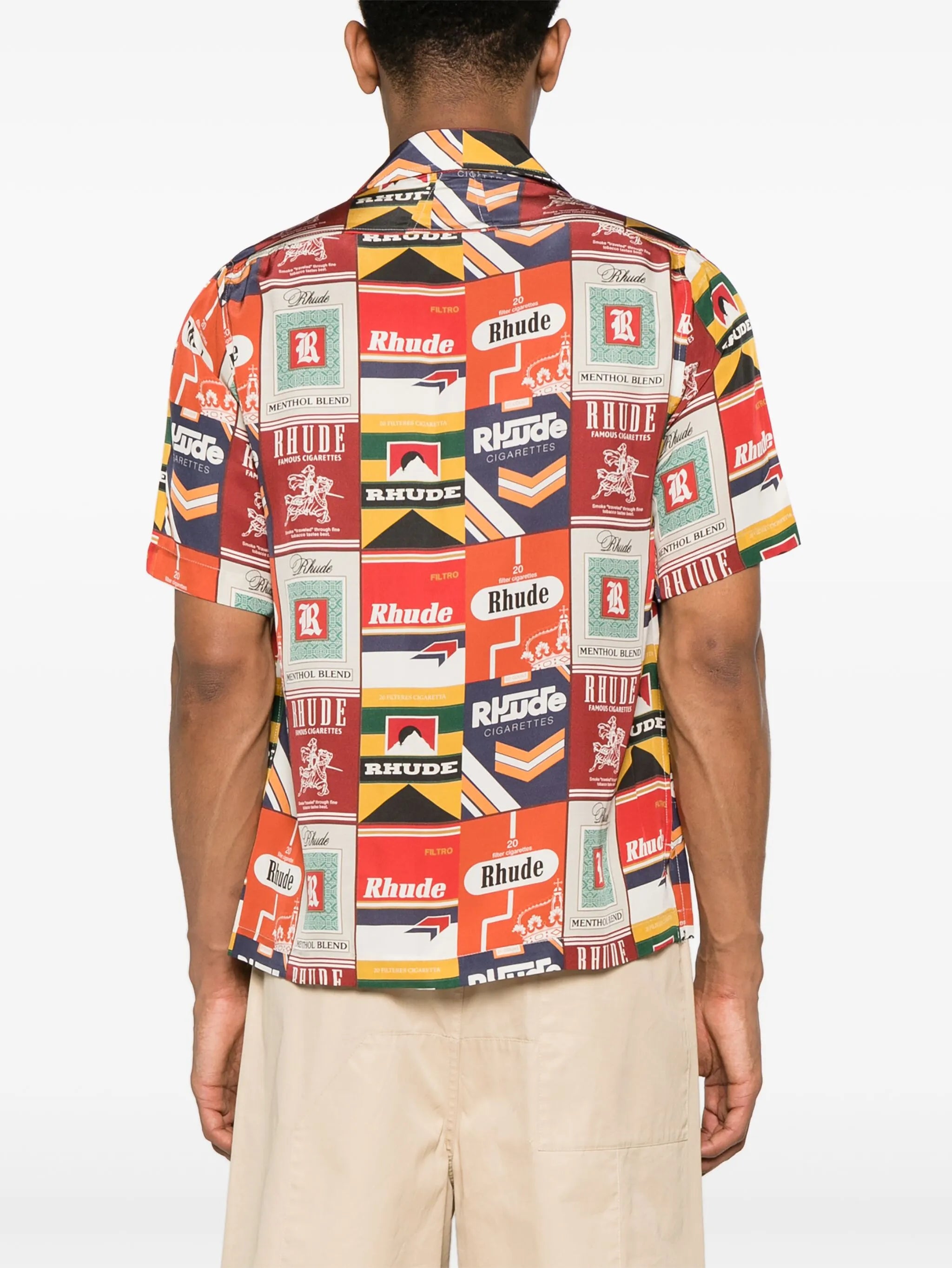 Cigarette-print silk shirt