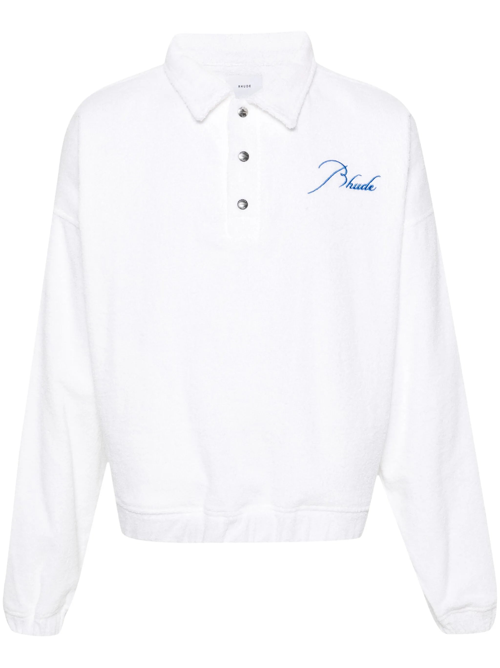 logo-embroidered towelling-finish polo shirt