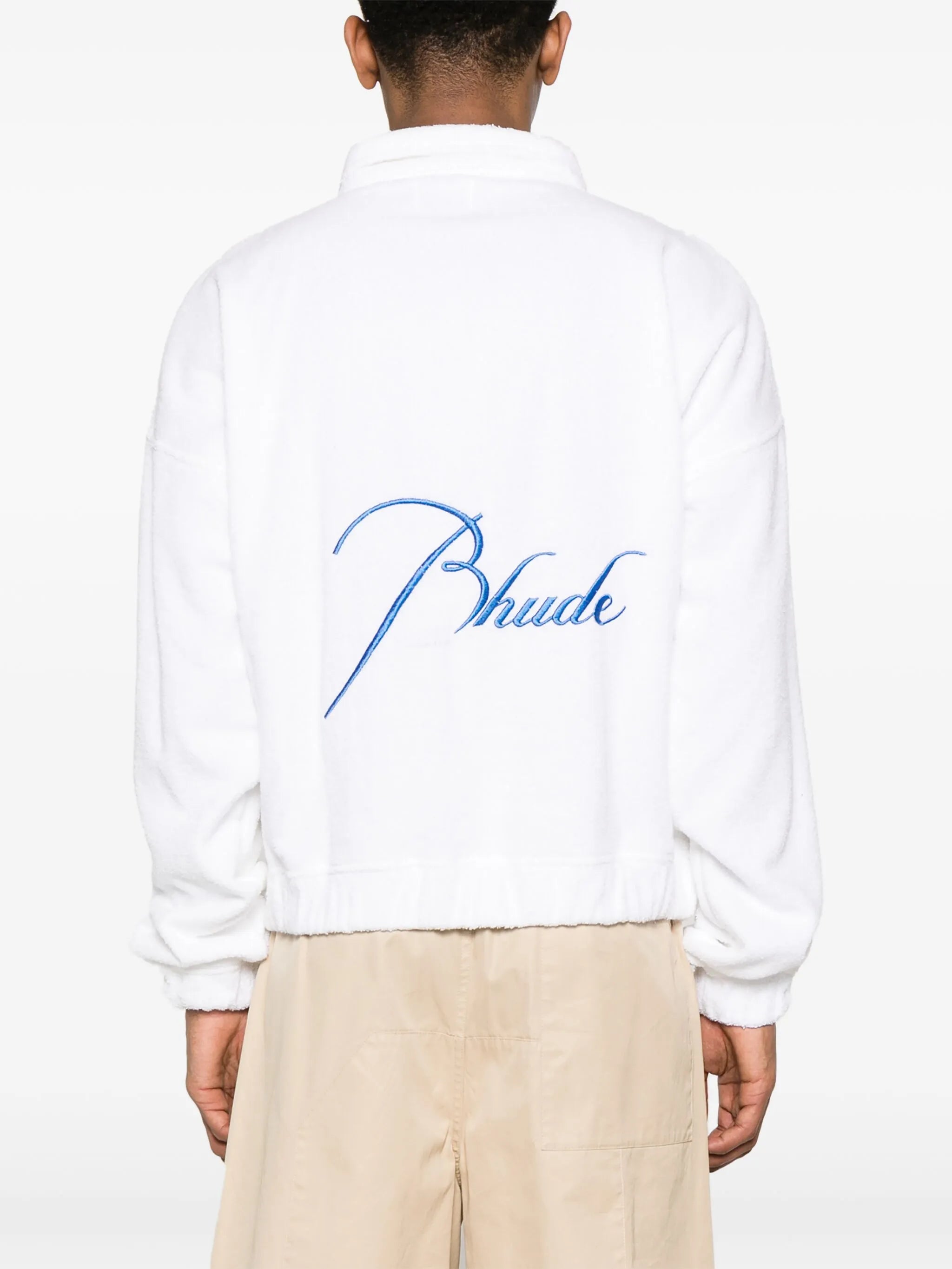 logo-embroidered towelling-finish polo shirt