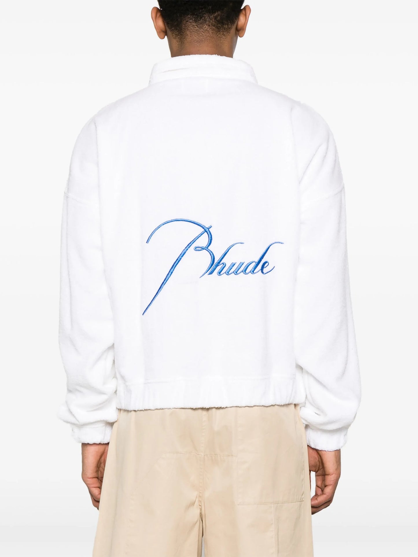 logo-embroidered towelling-finish polo shirt