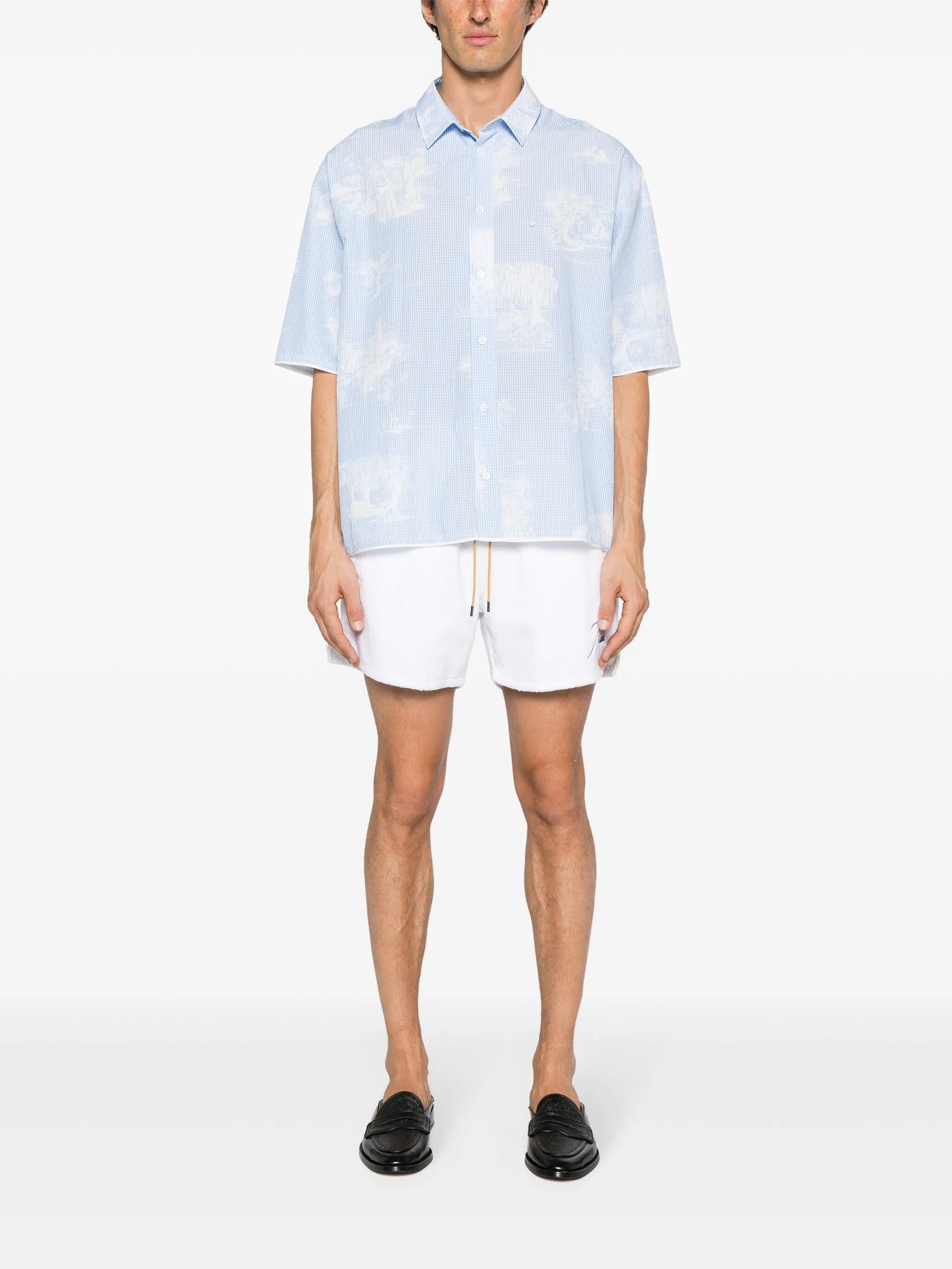 logo-embroidered towelling-finish shorts