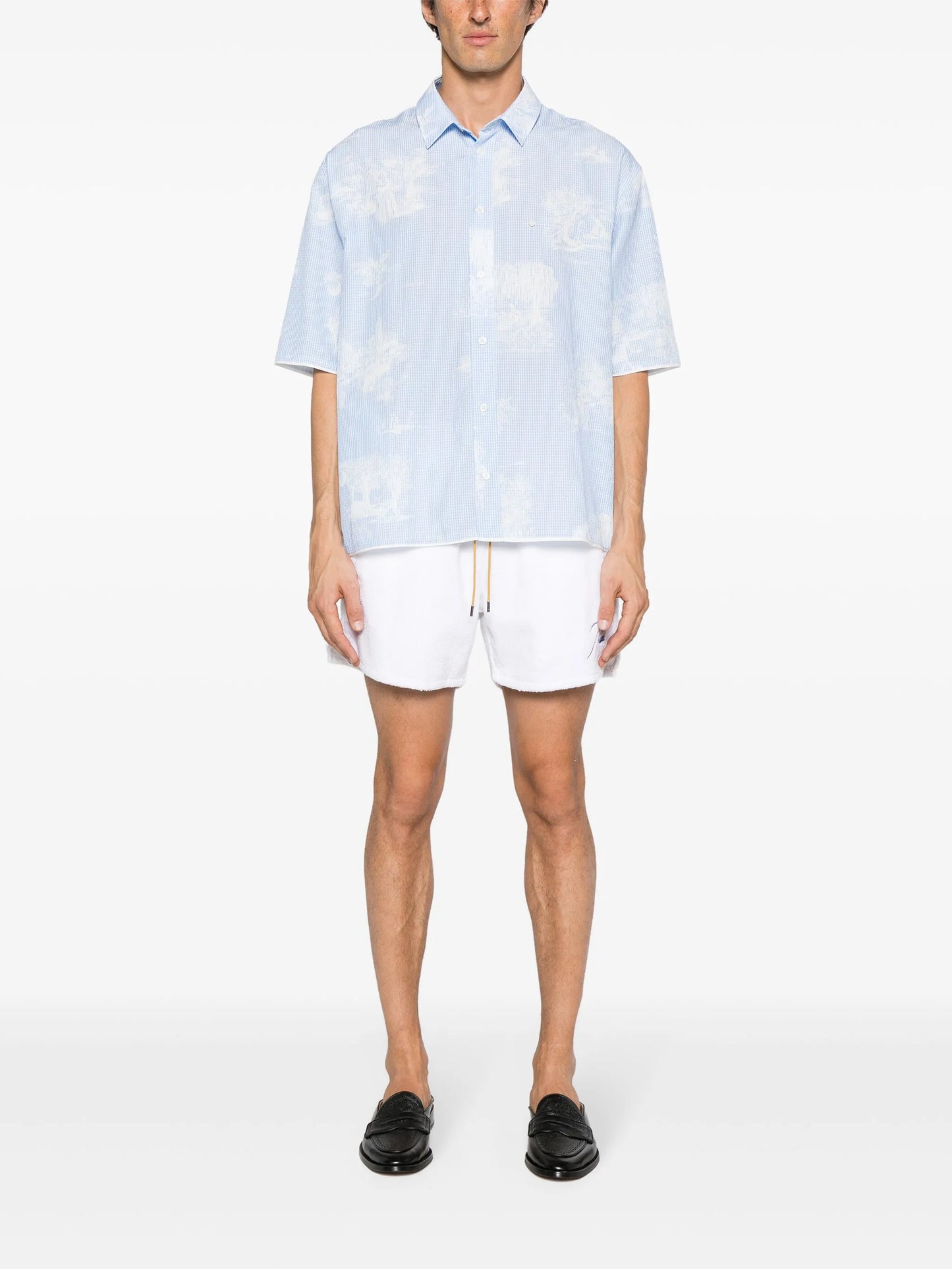 logo-embroidered towelling-finish shorts