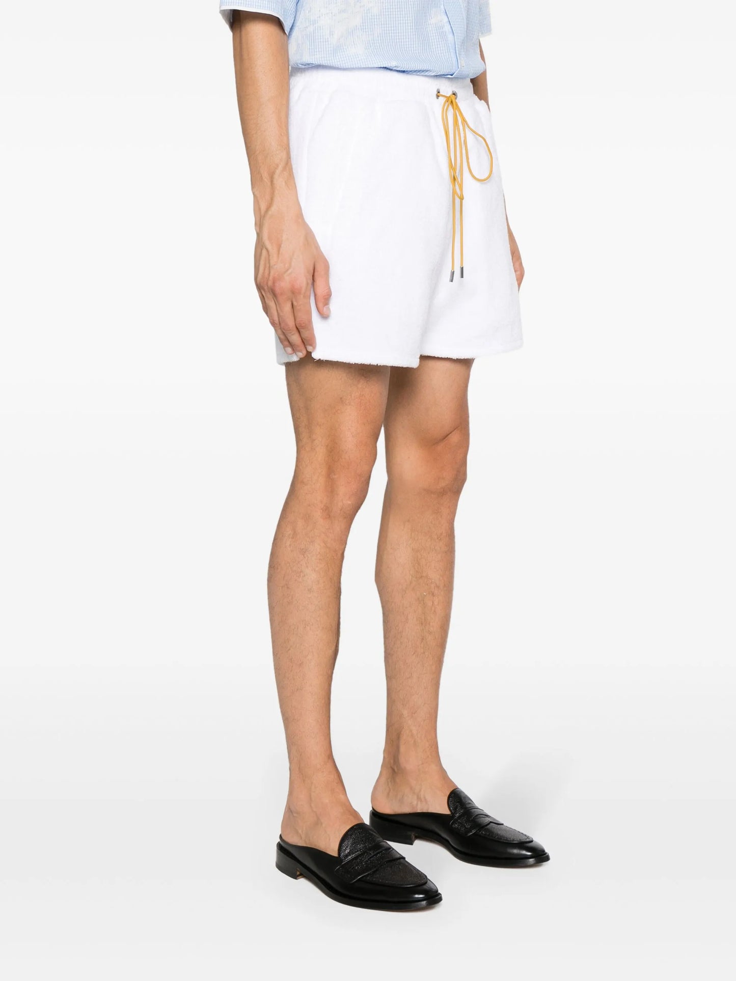 logo-embroidered towelling-finish shorts