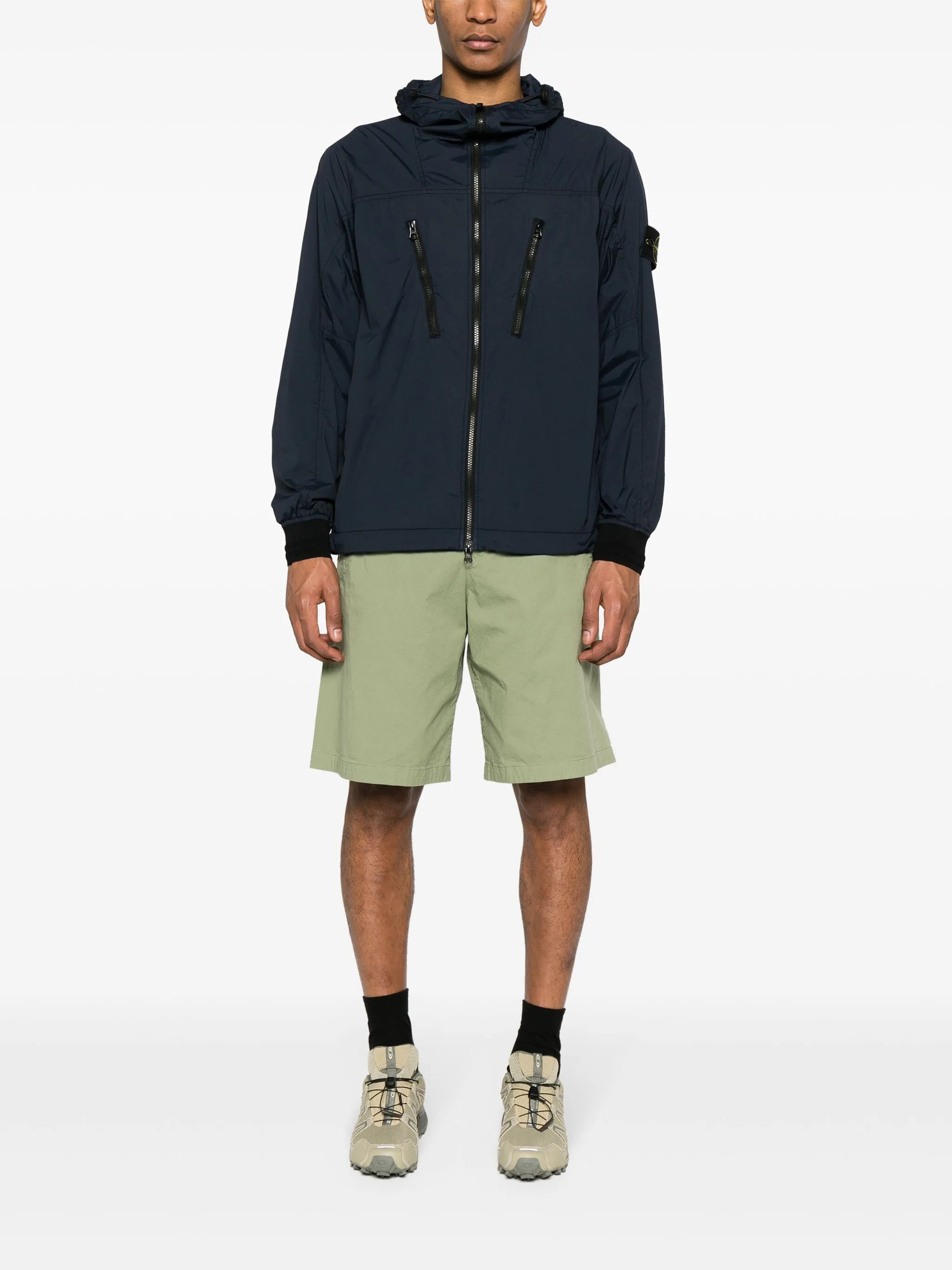 Compass-badge hooded jacket