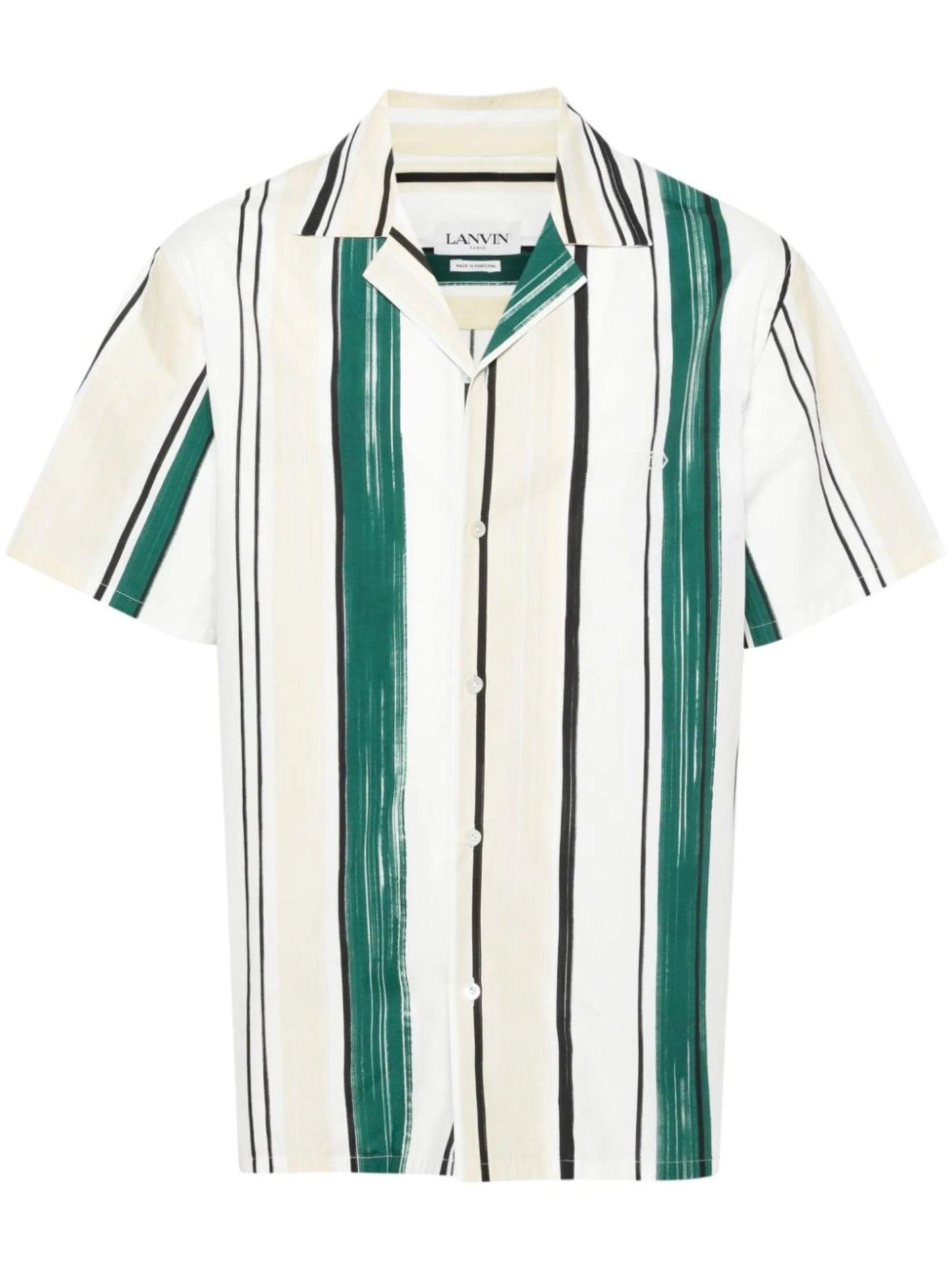 embroidered-logo striped shirt