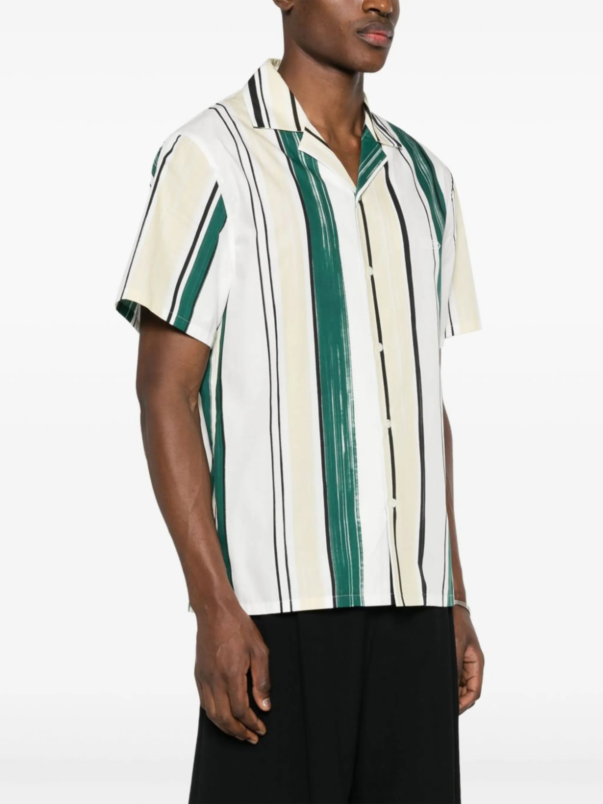 embroidered-logo striped shirt