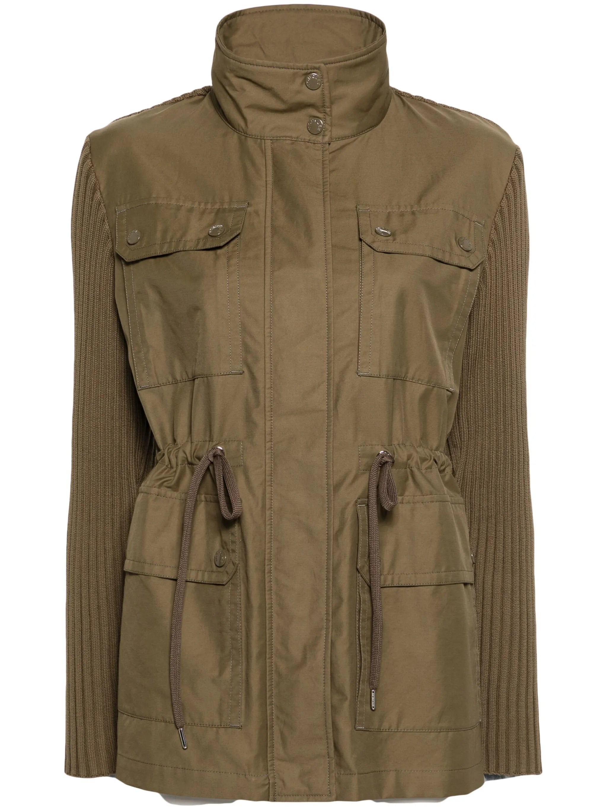 panelled ribbed-knit jacket