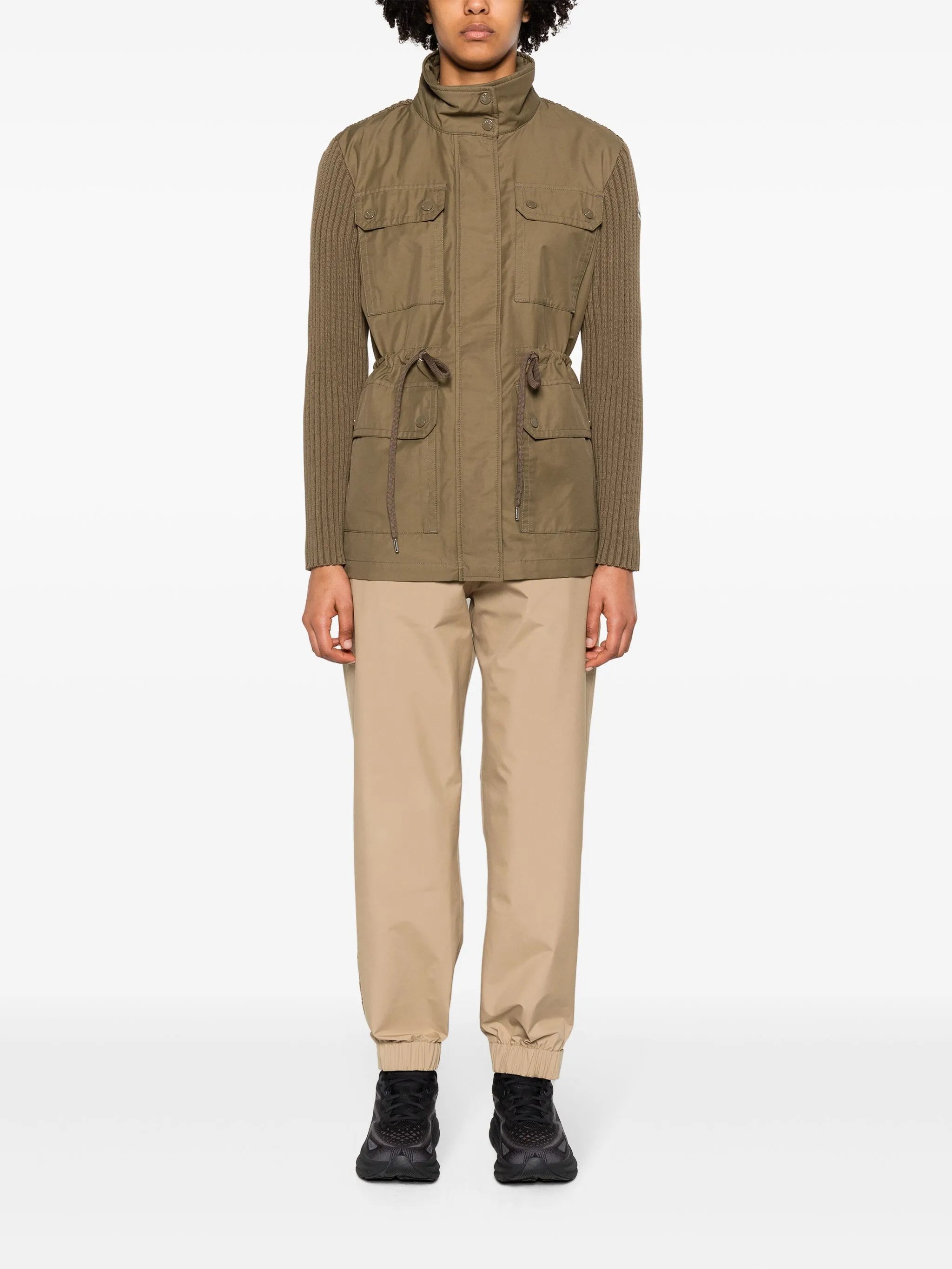panelled ribbed-knit jacket
