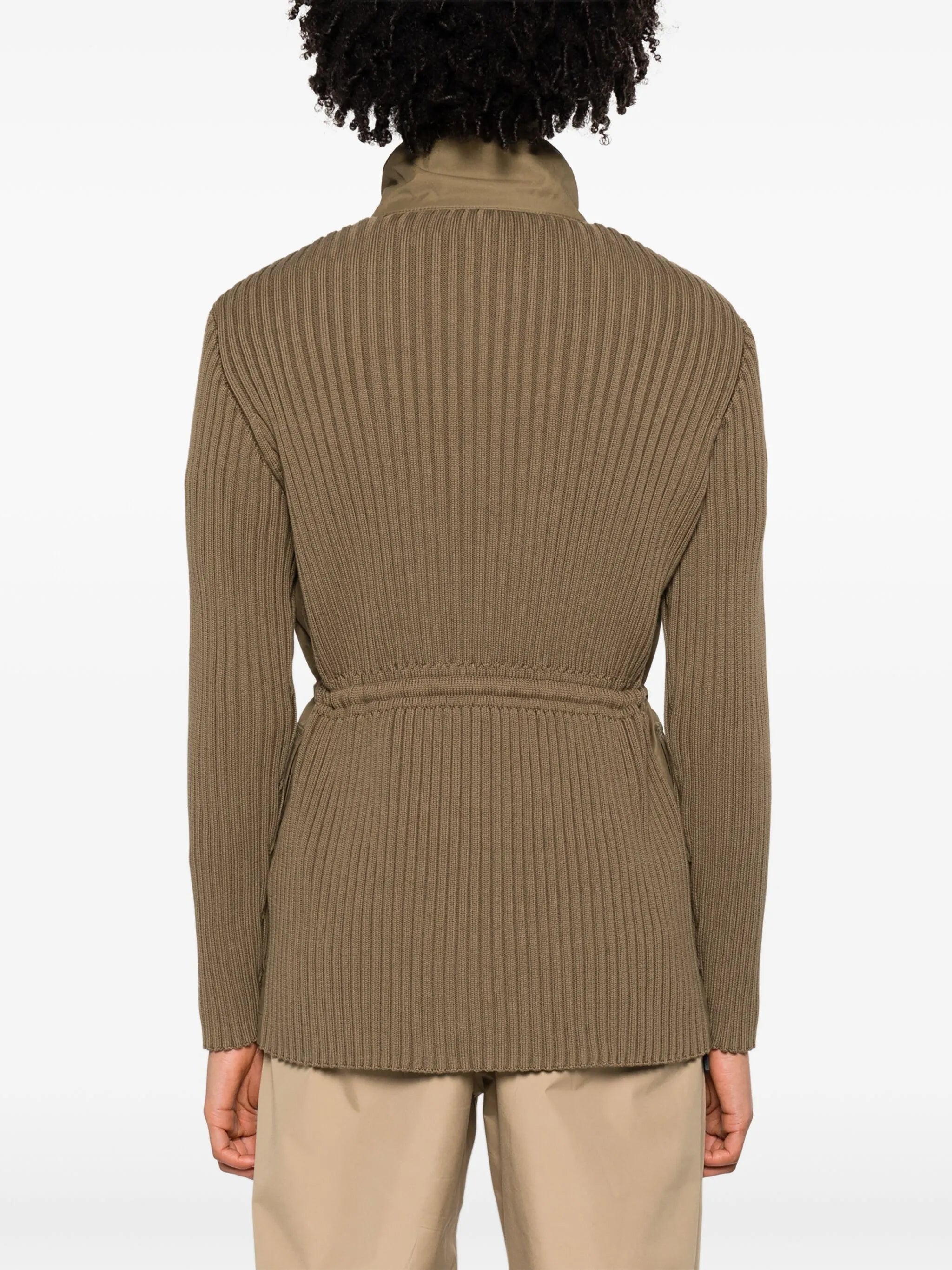 panelled ribbed-knit jacket