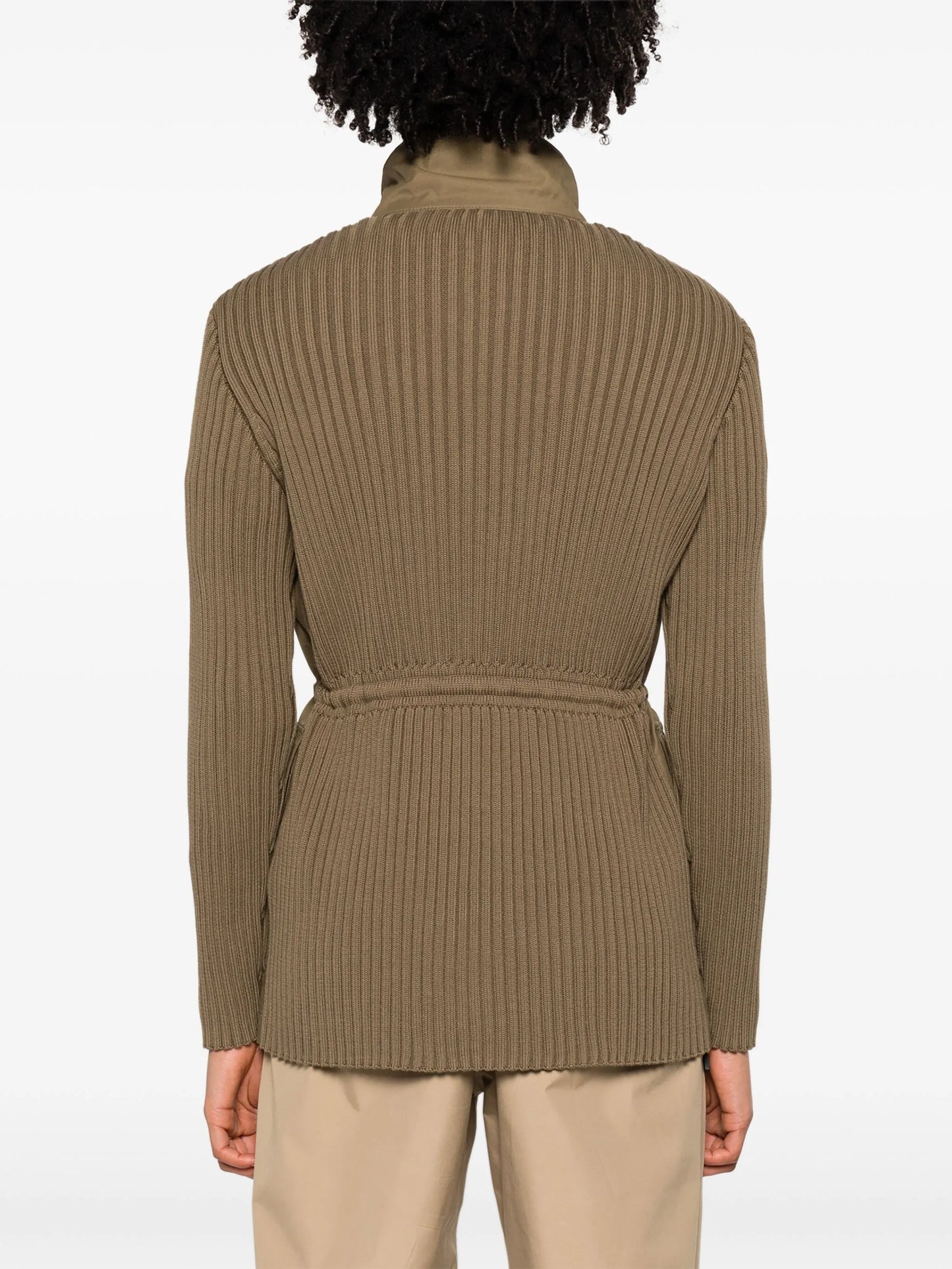 panelled ribbed-knit jacket