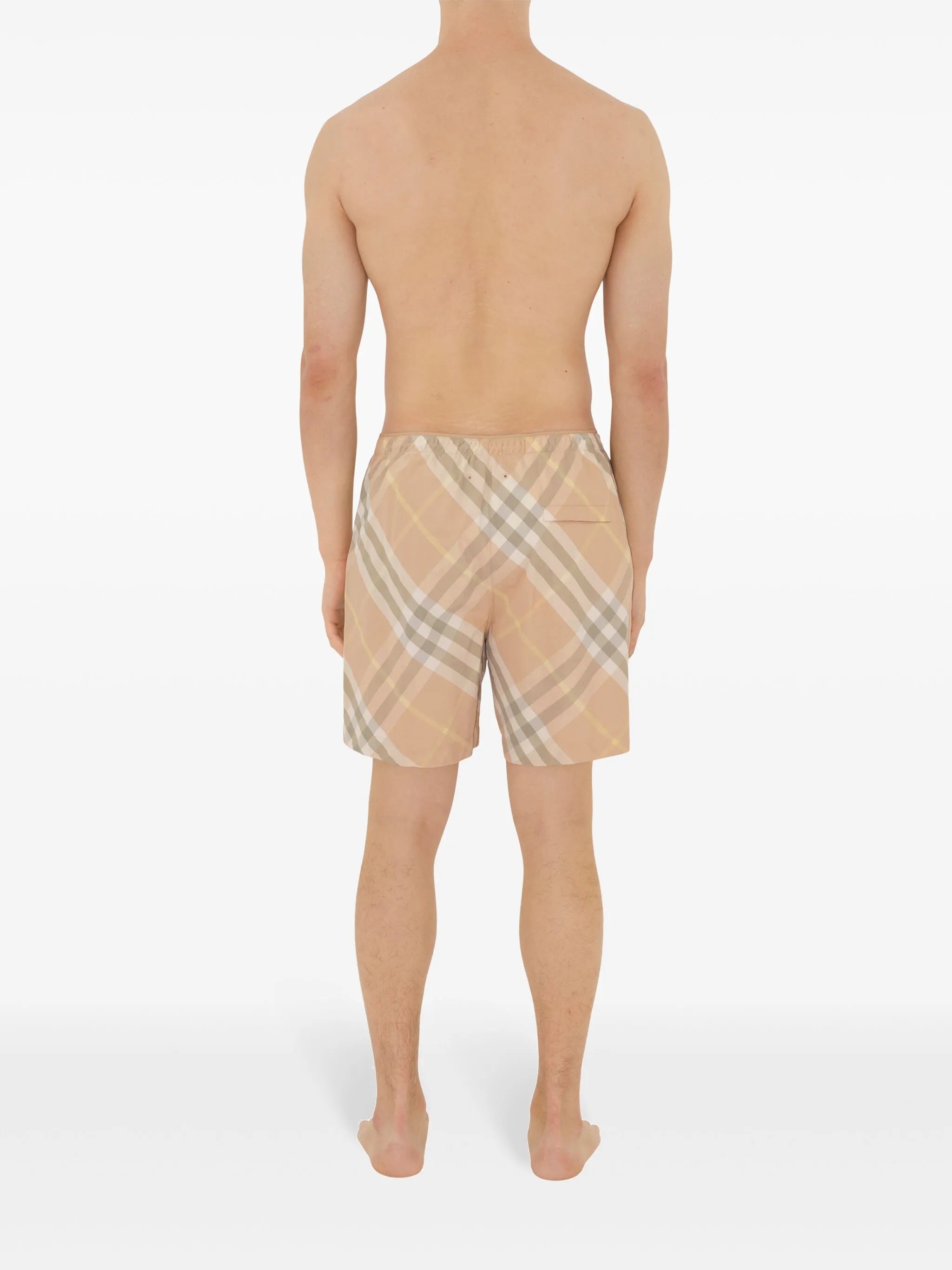 checked swim shorts