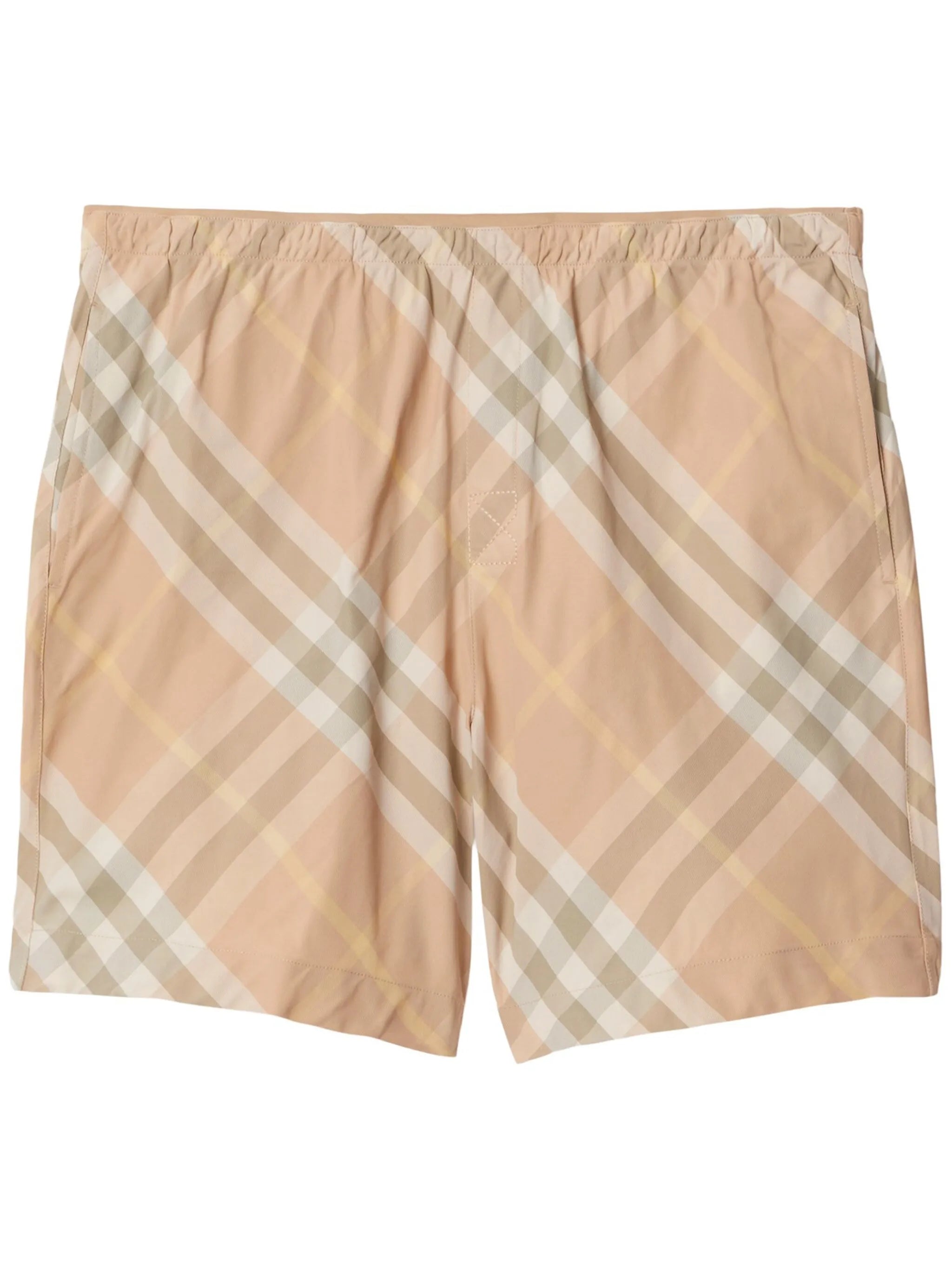 checked swim shorts
