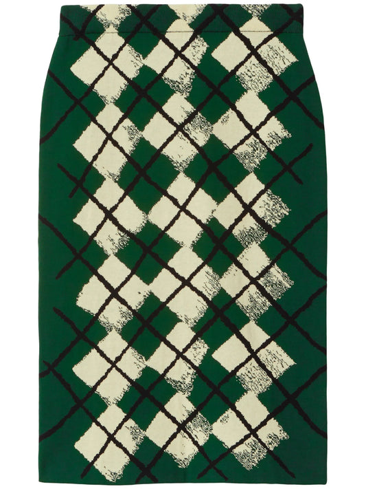 argyle intarsia-knit midi skirt