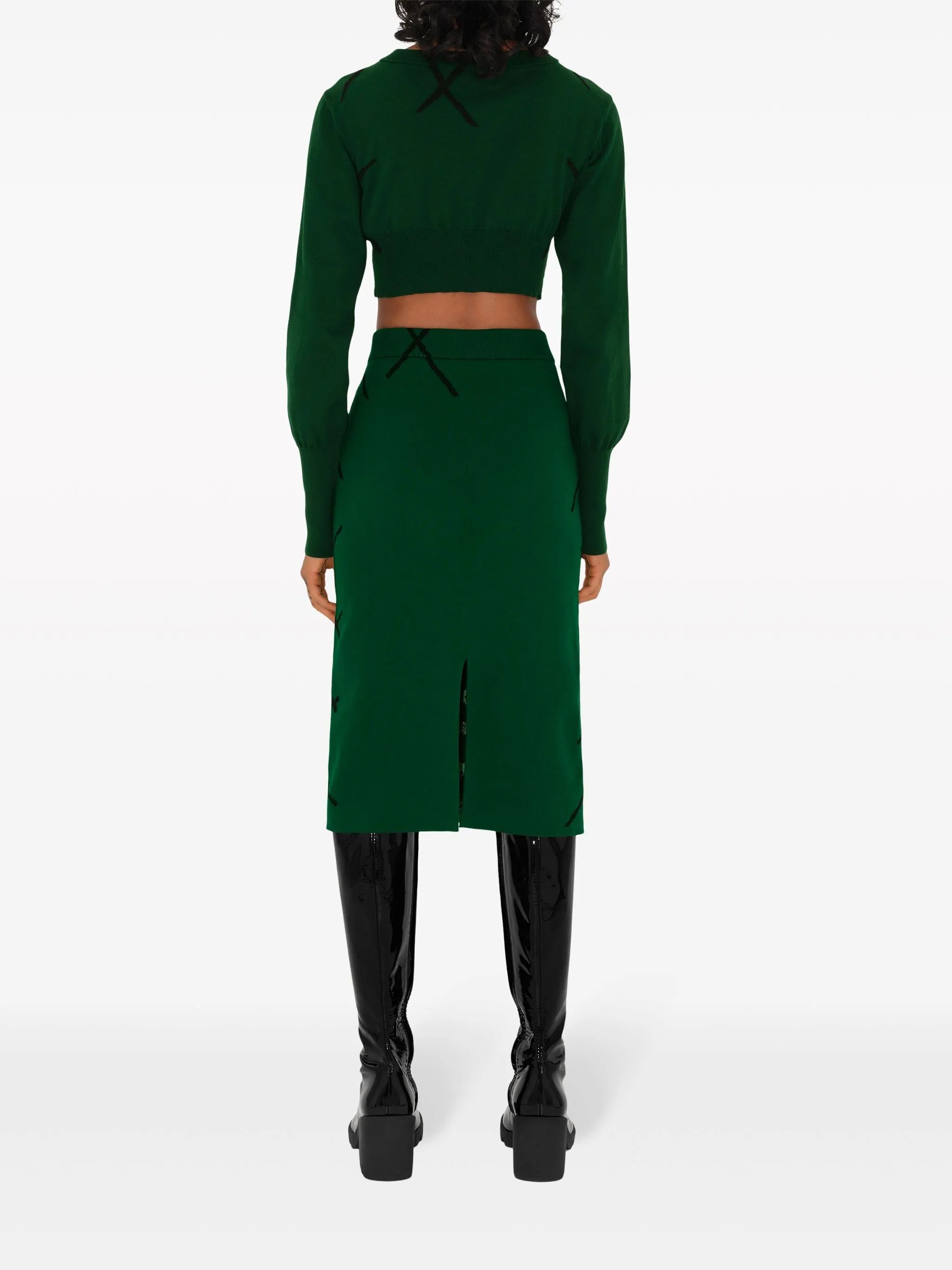 argyle intarsia-knit midi skirt