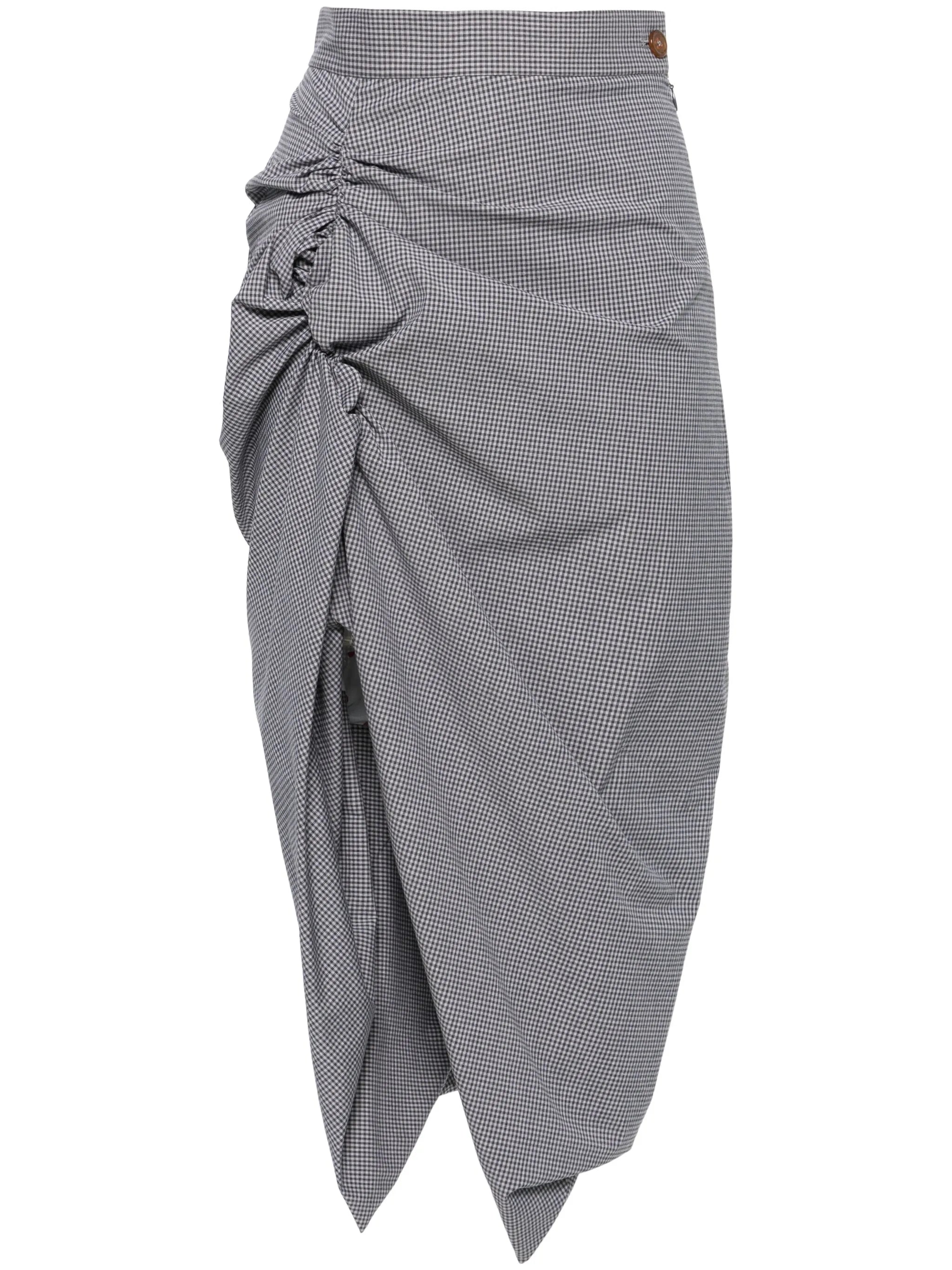 Panther gingham midi skirt