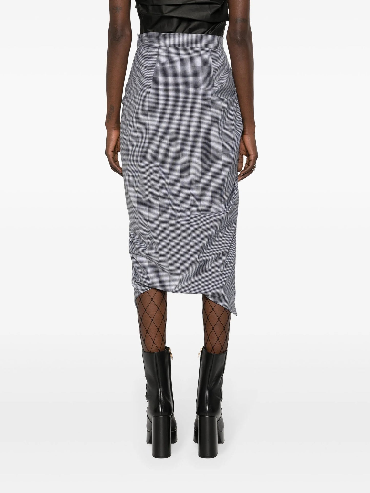 Panther gingham midi skirt