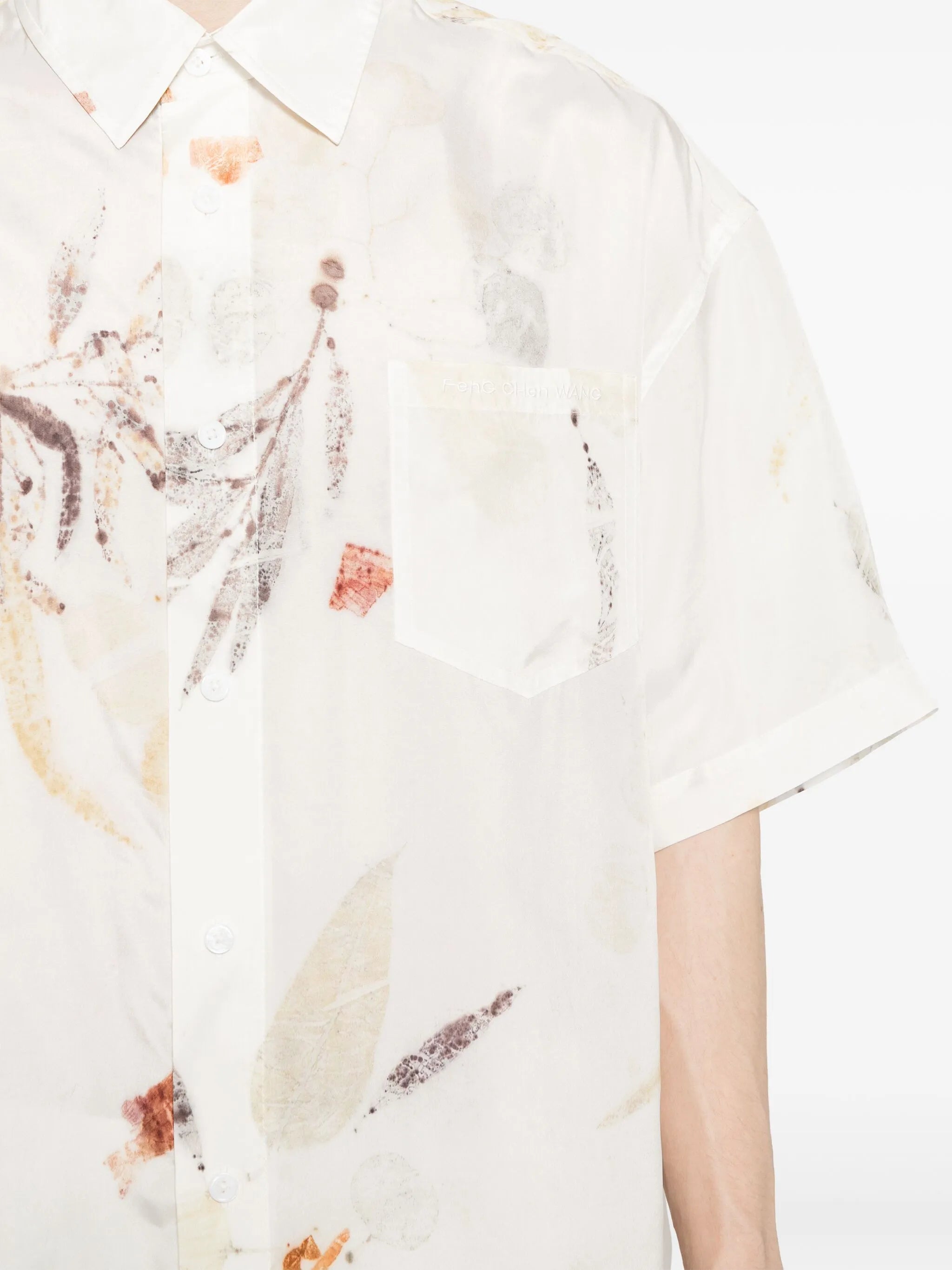 leaf-print silk shirt