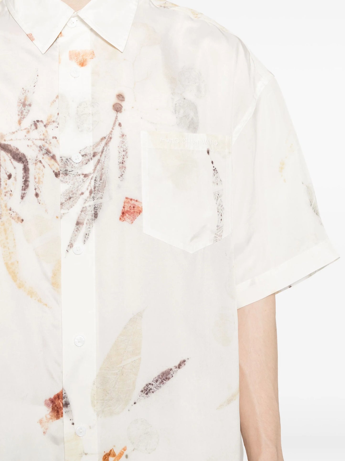 leaf-print silk shirt
