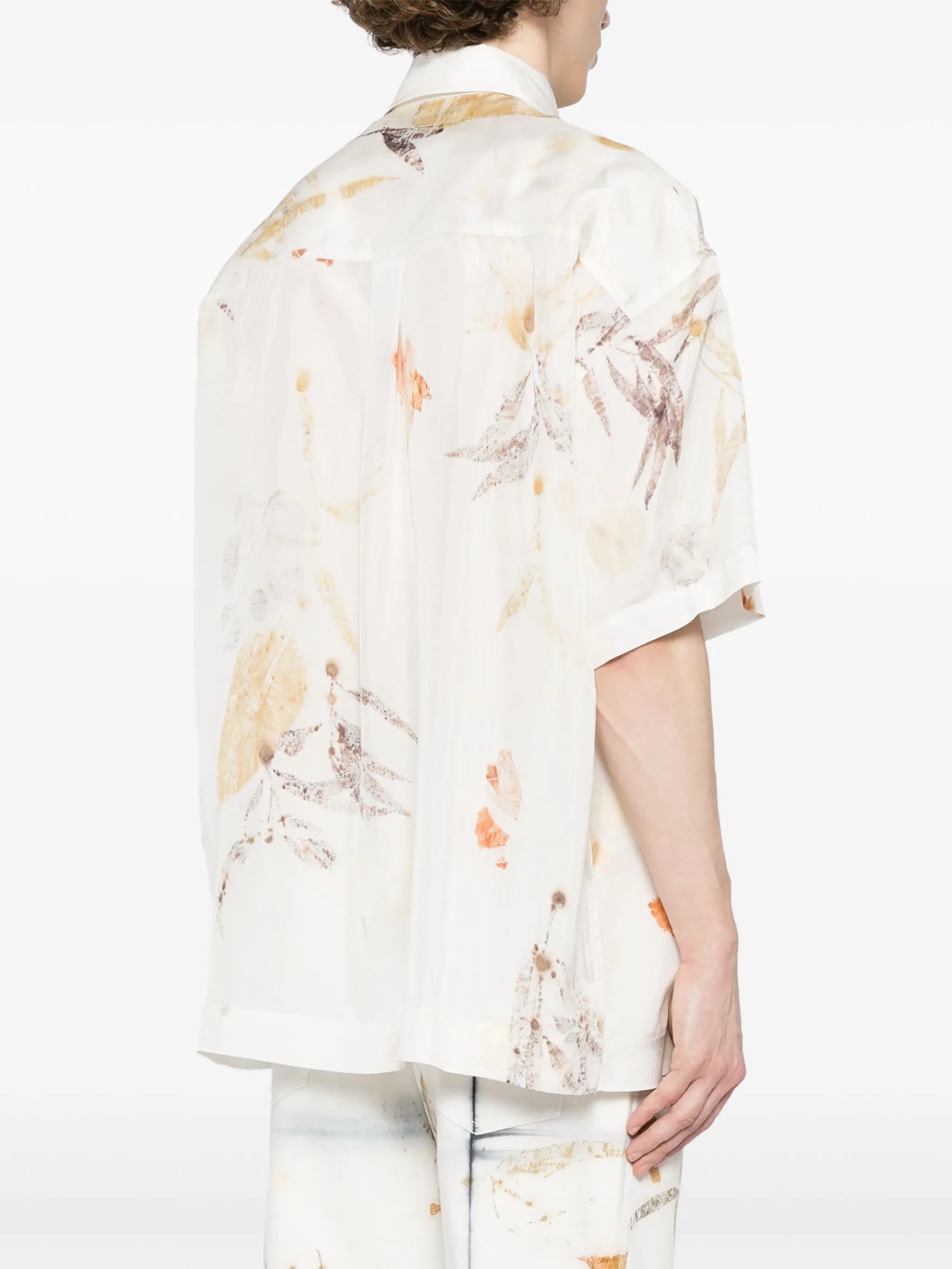 leaf-print silk shirt