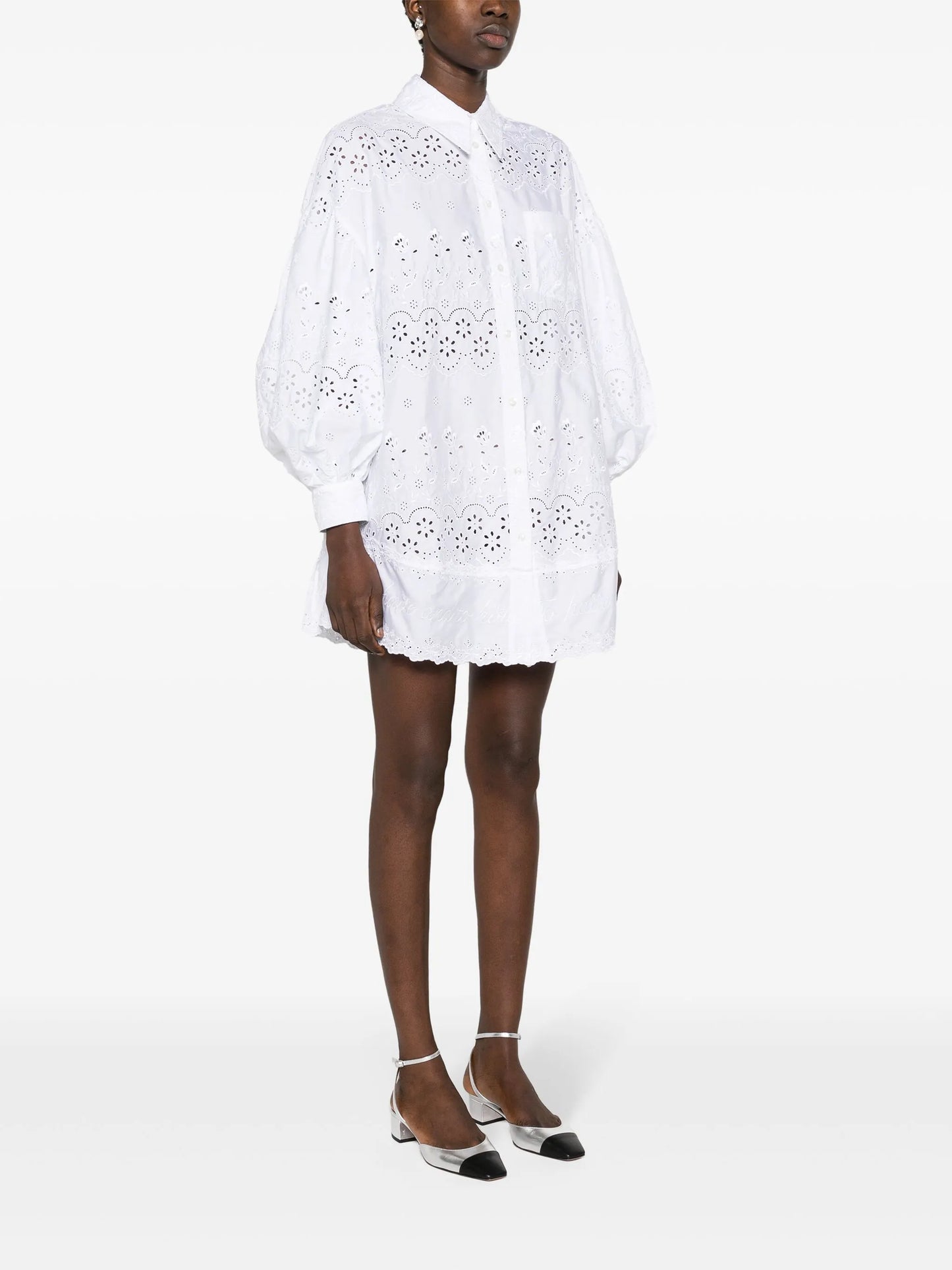 broderie-anglaise cotton shirt dress