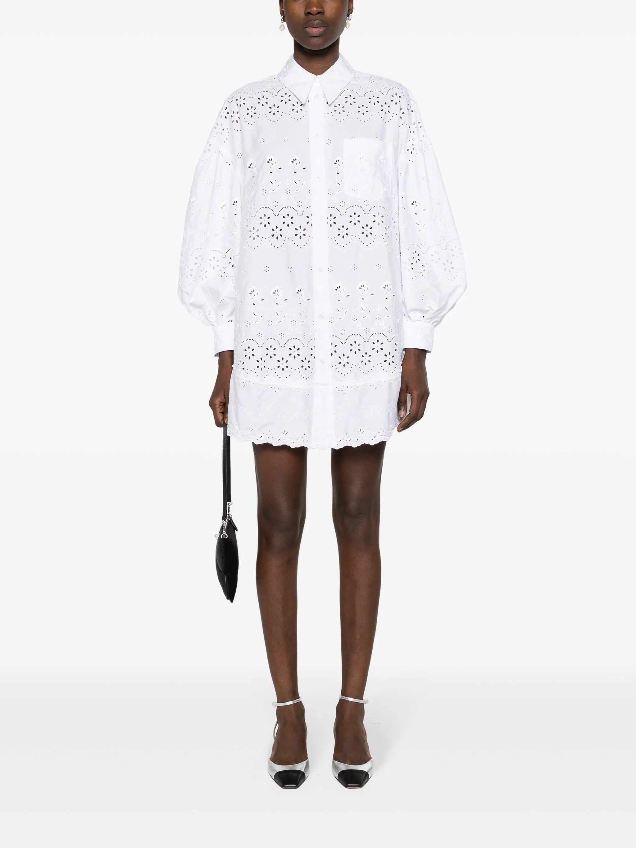 broderie-anglaise cotton shirt dress
