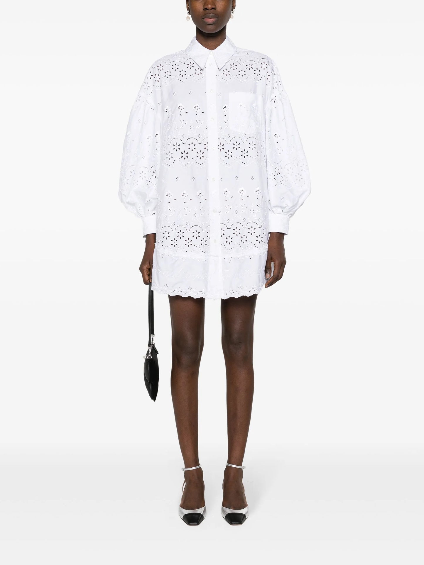 broderie-anglaise cotton shirt dress