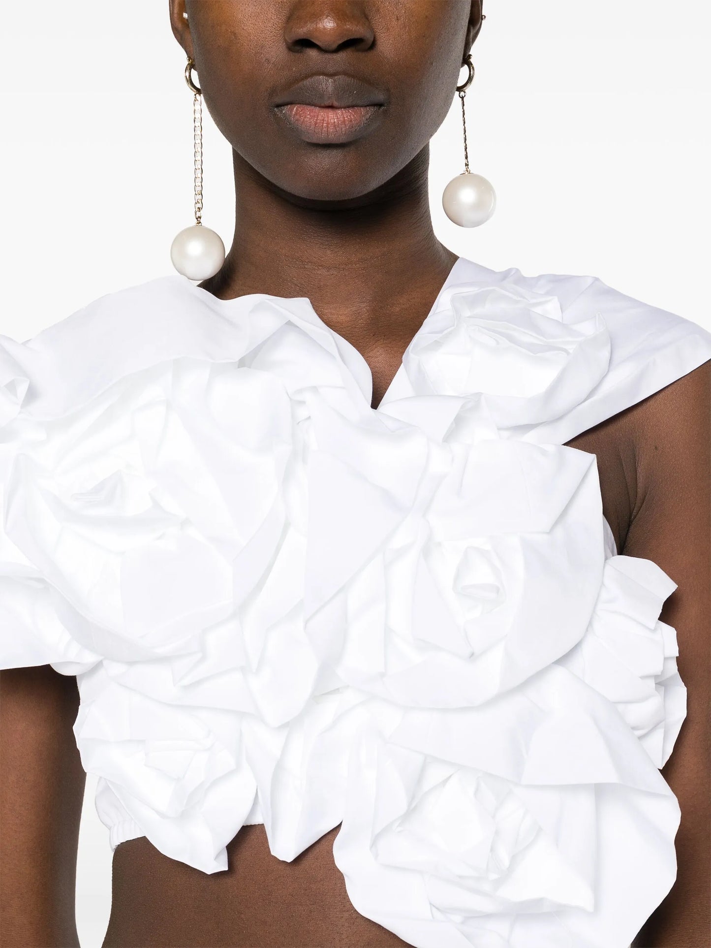 floral-appliqué cotton blouse