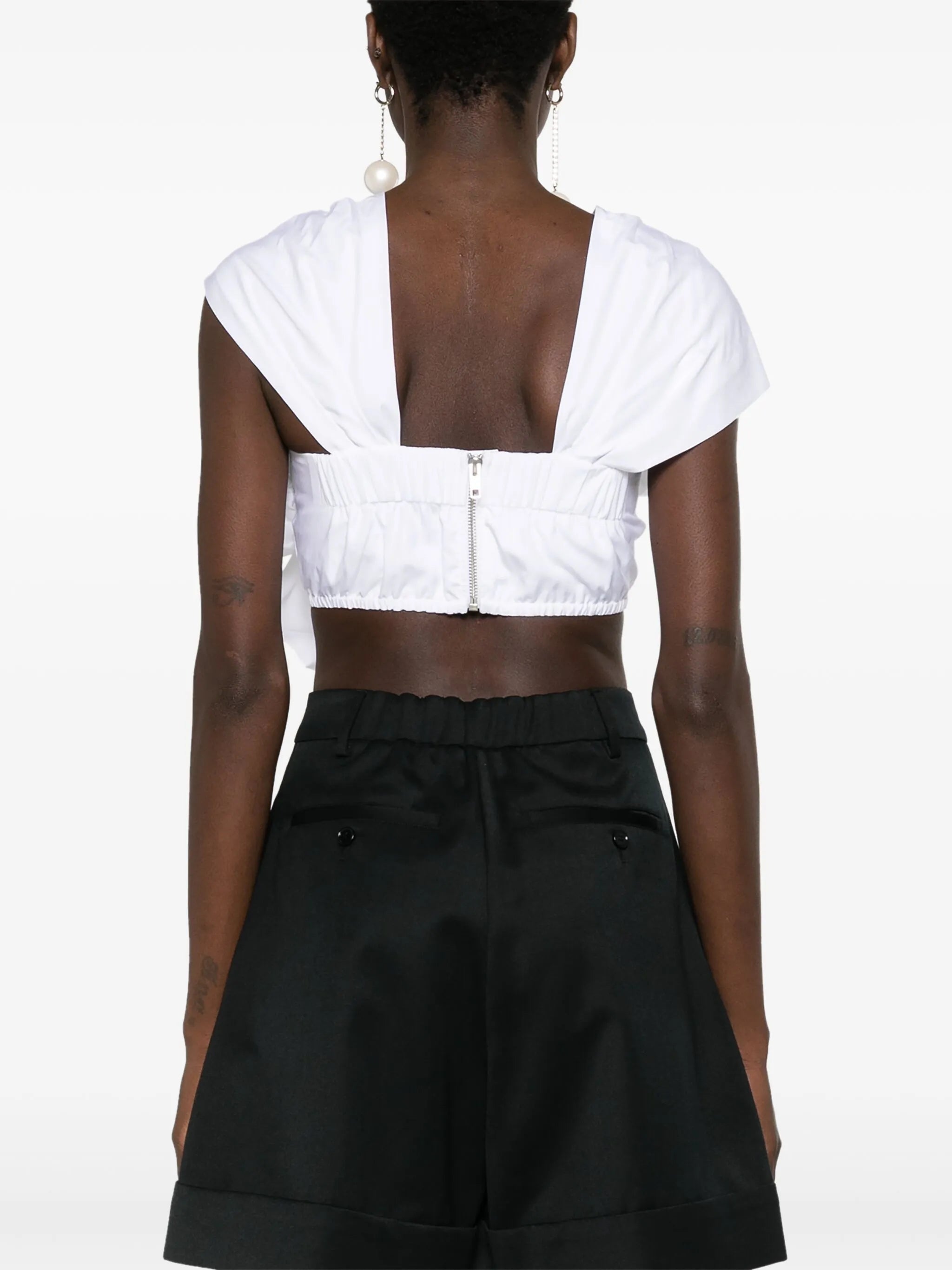 floral-appliqué cotton blouse