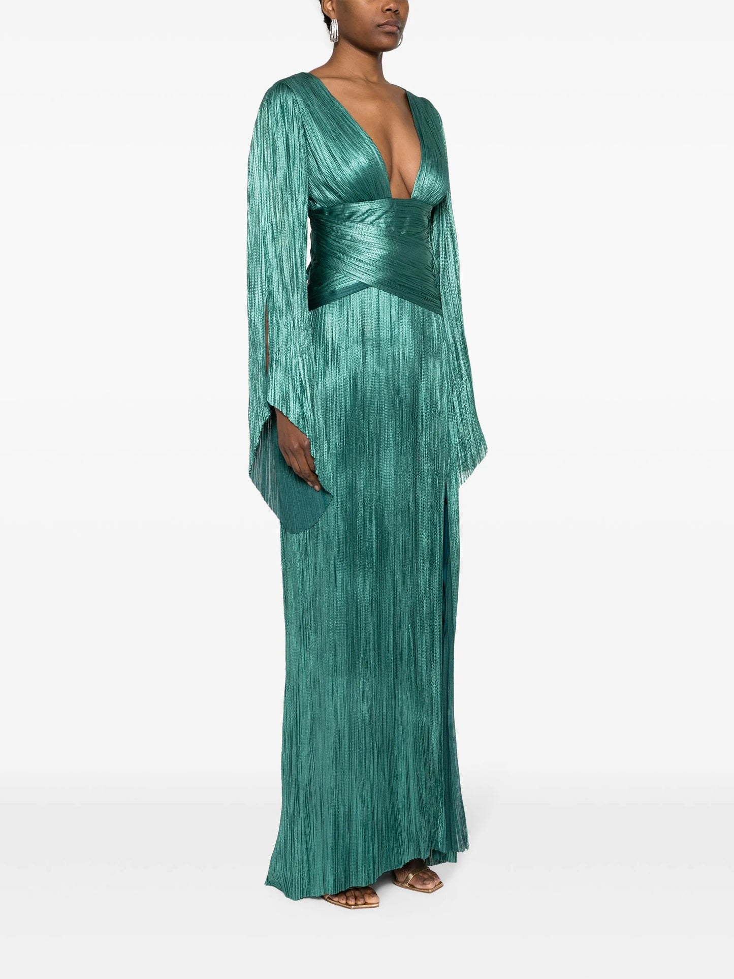 Alana plissé silk gown