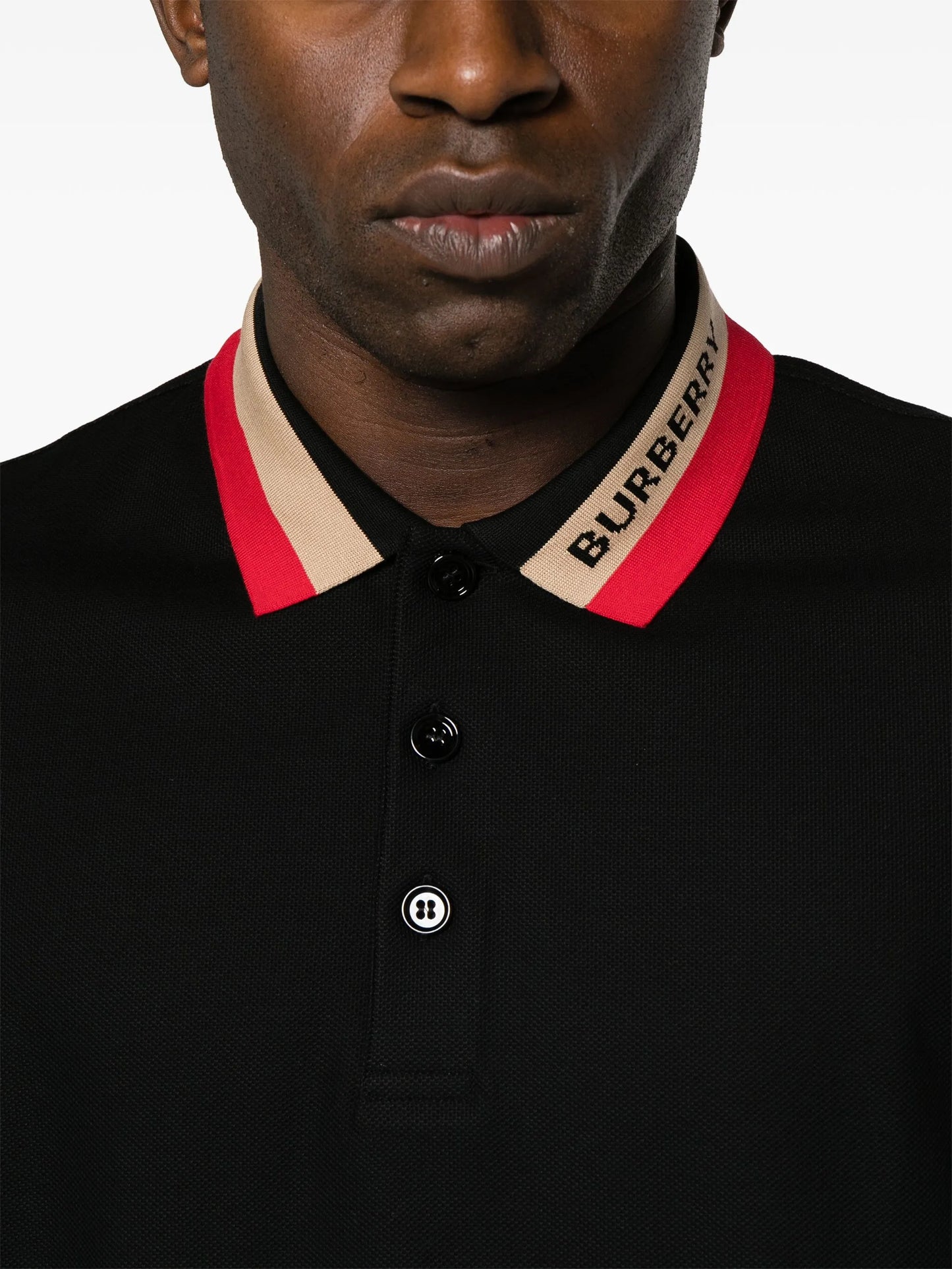 contrasting-collar cotton polo shirt