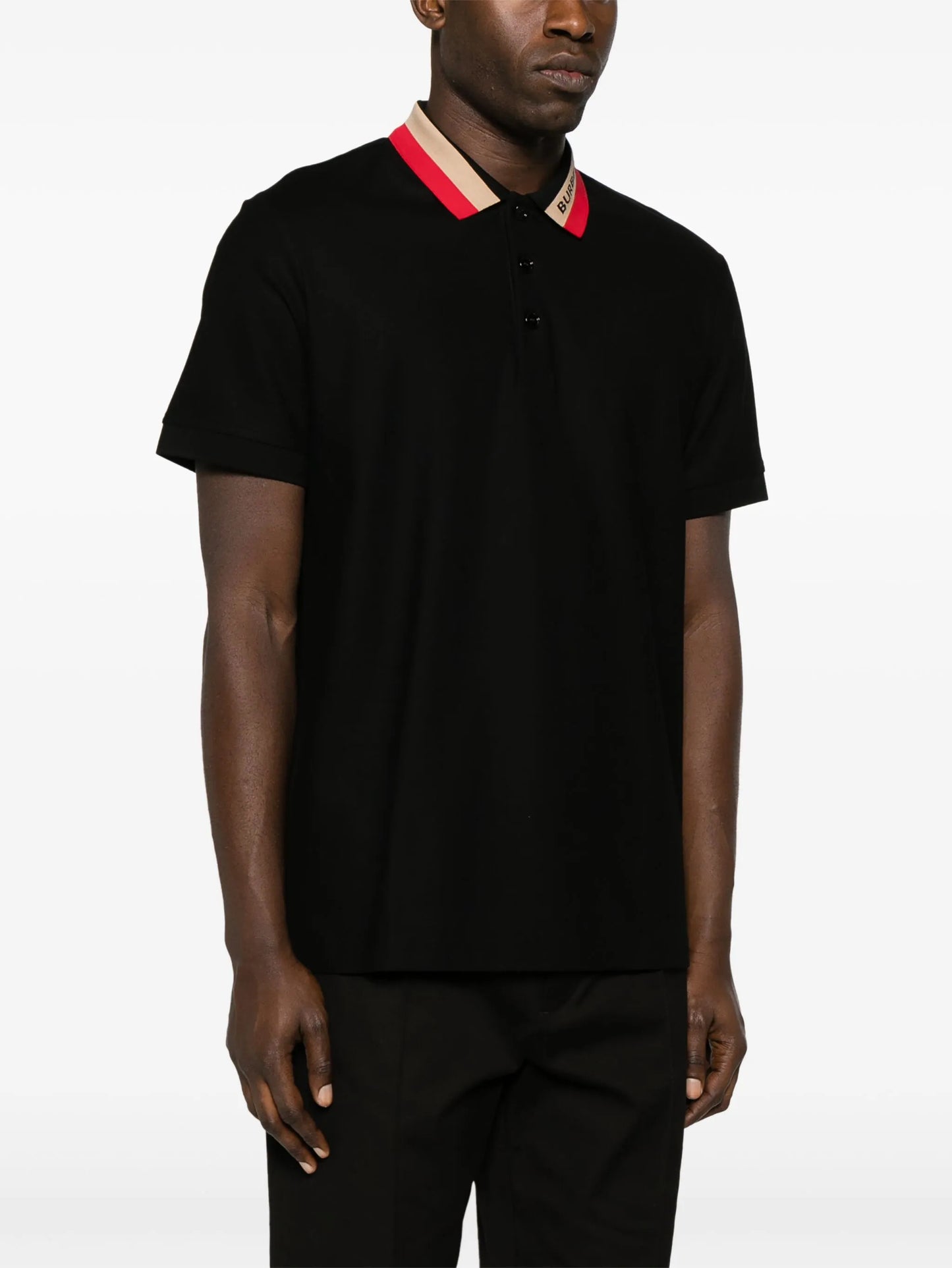 contrasting-collar cotton polo shirt