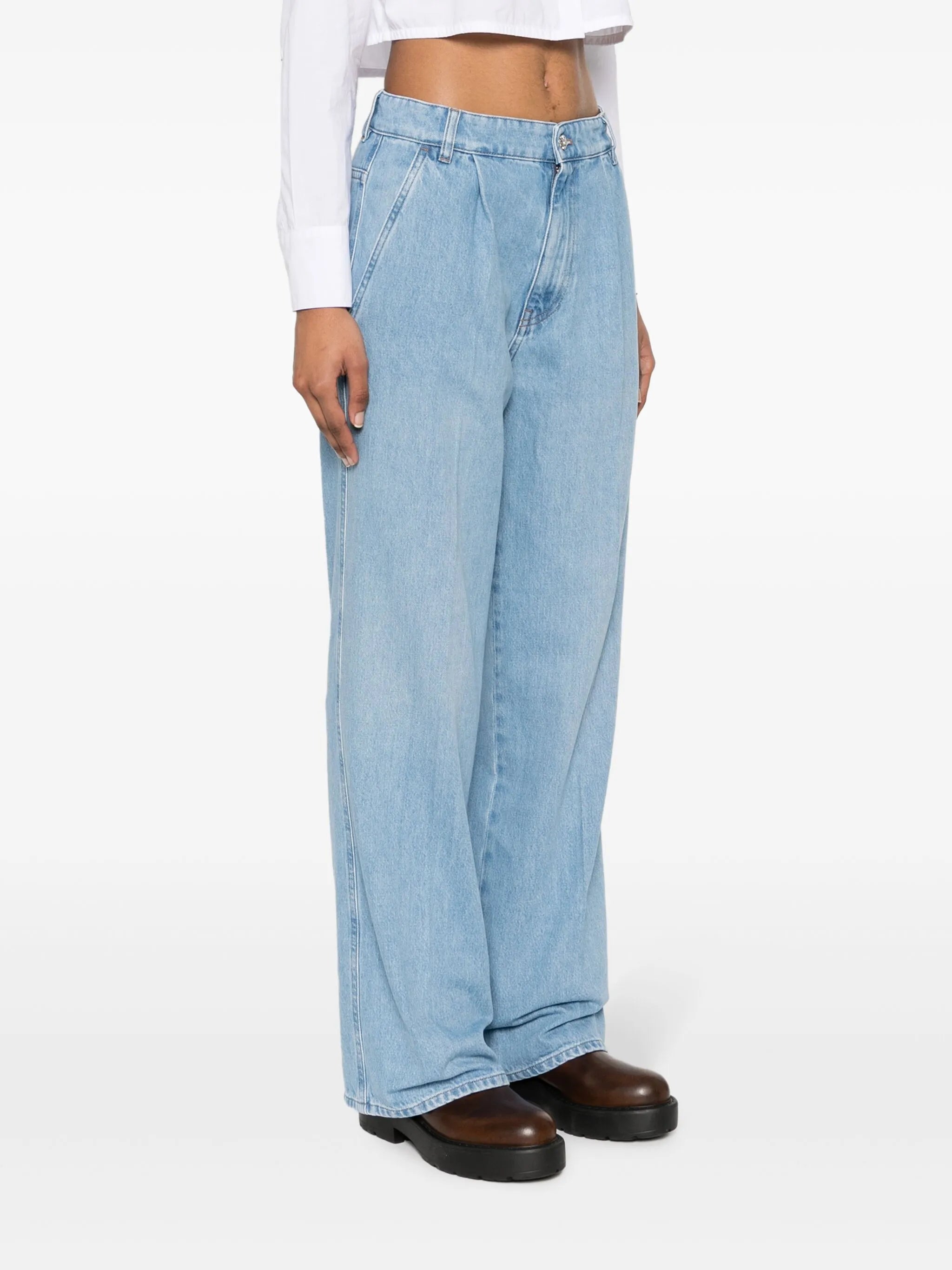 logo-embroidered tapered jeans