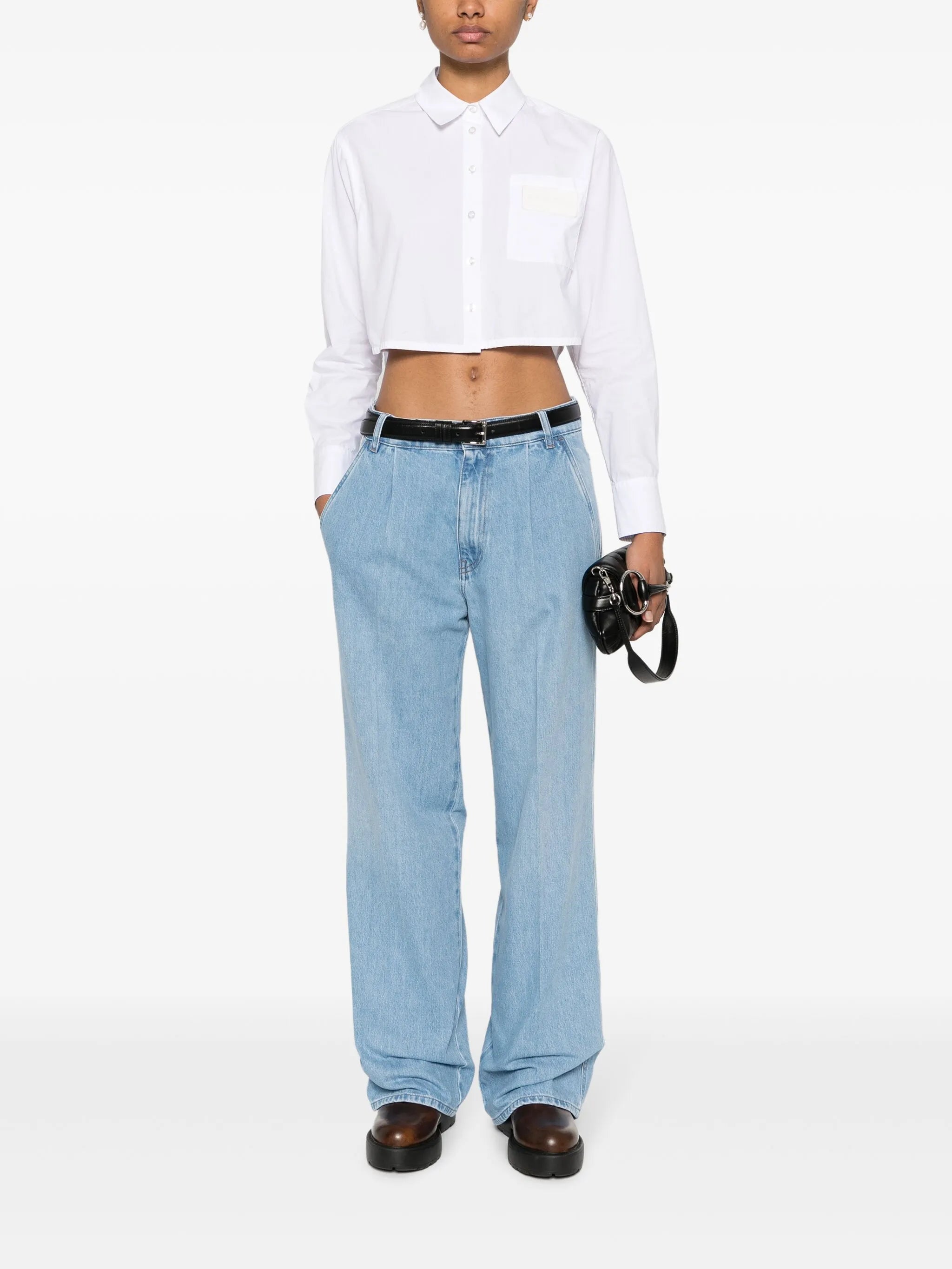 logo-embroidered tapered jeans