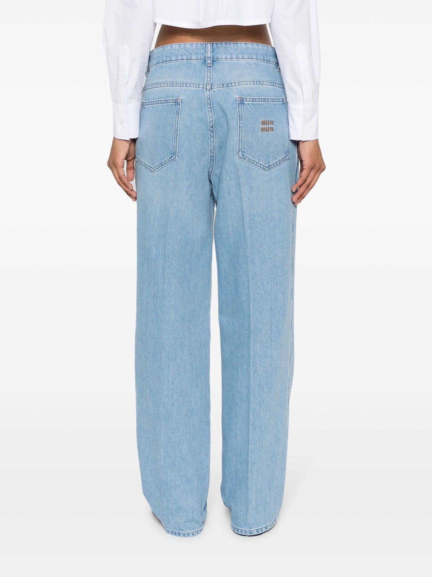 logo-embroidered tapered jeans