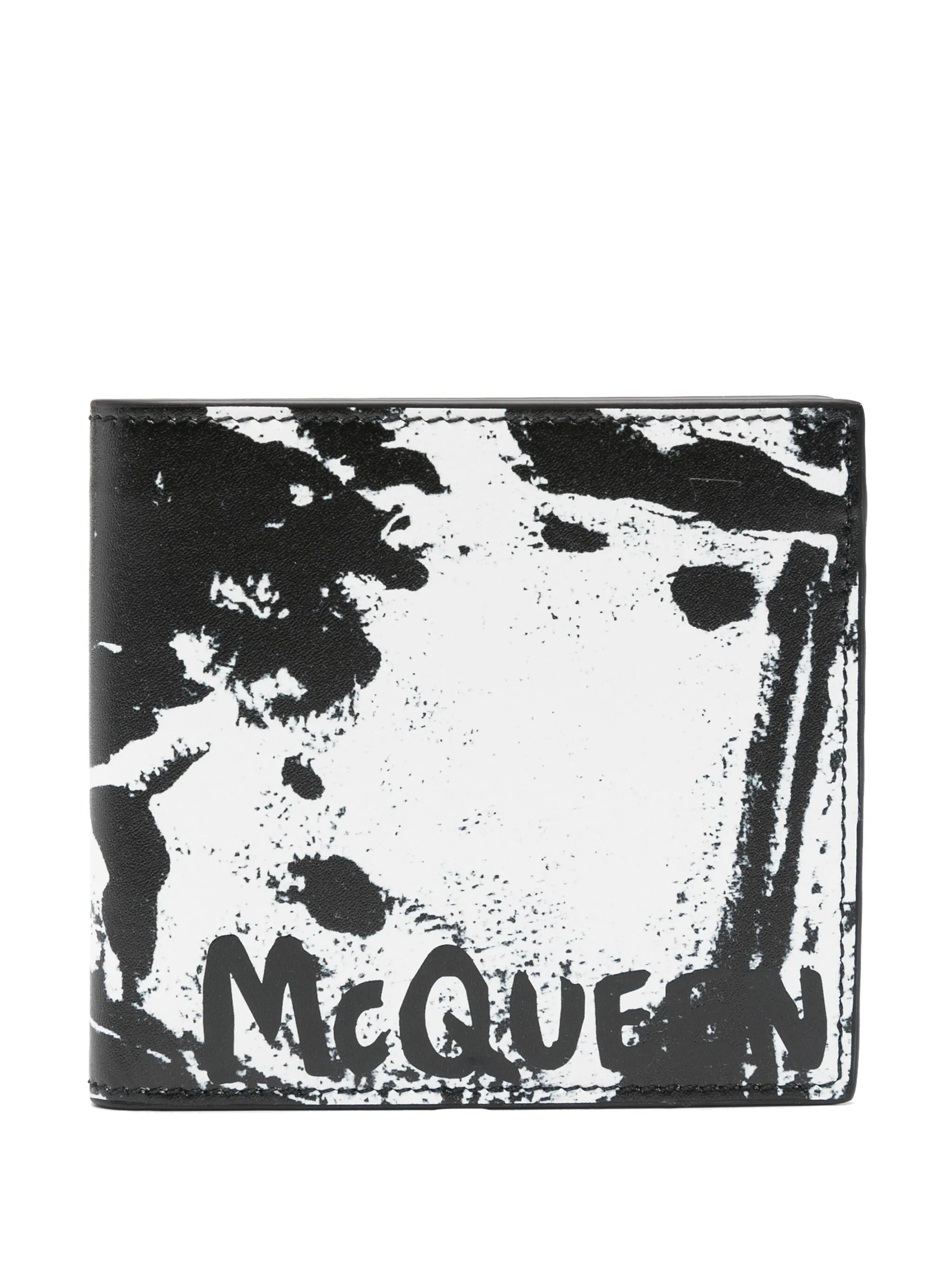 Graffiti-print leather wallet