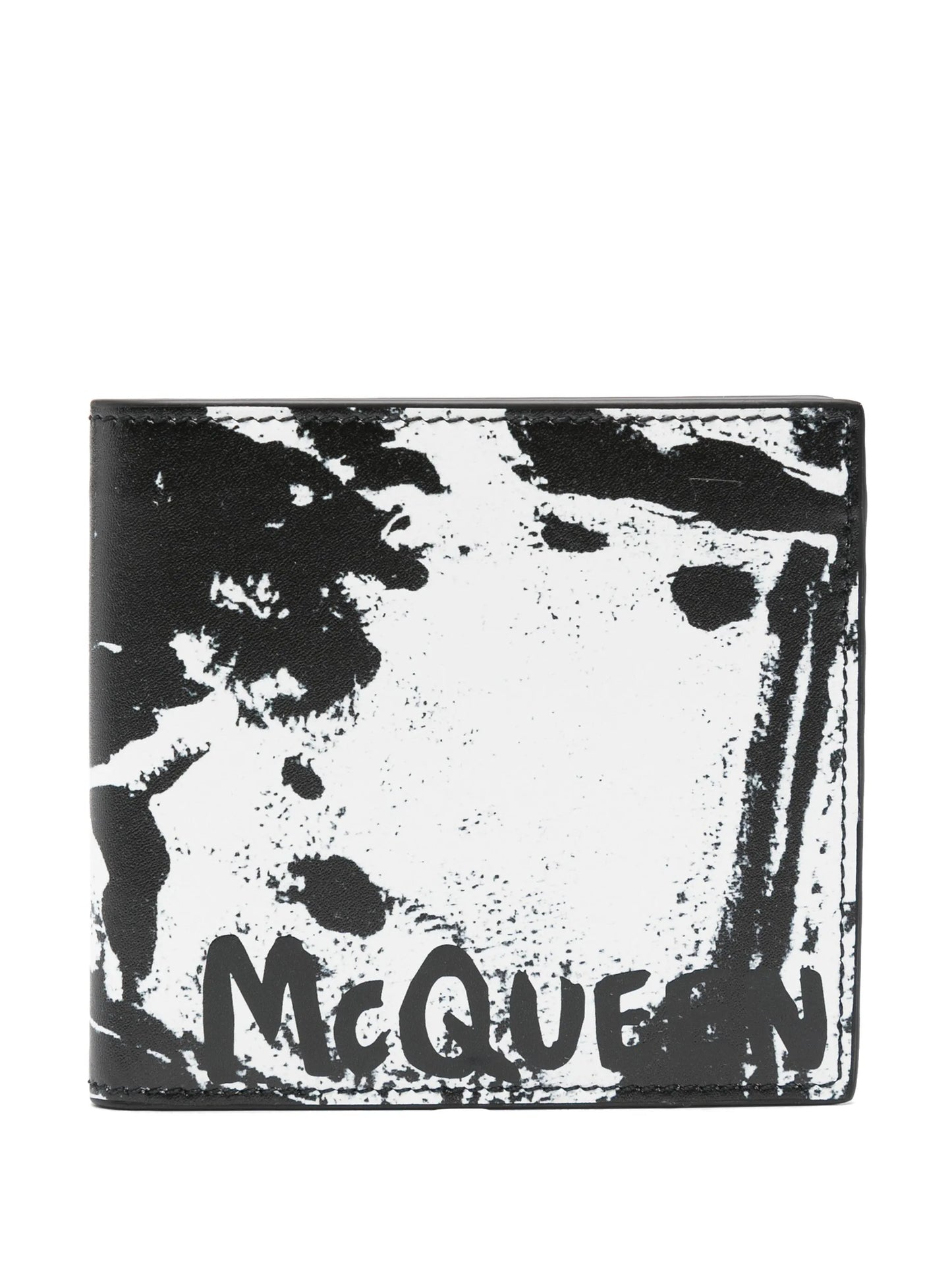 Graffiti-print leather wallet