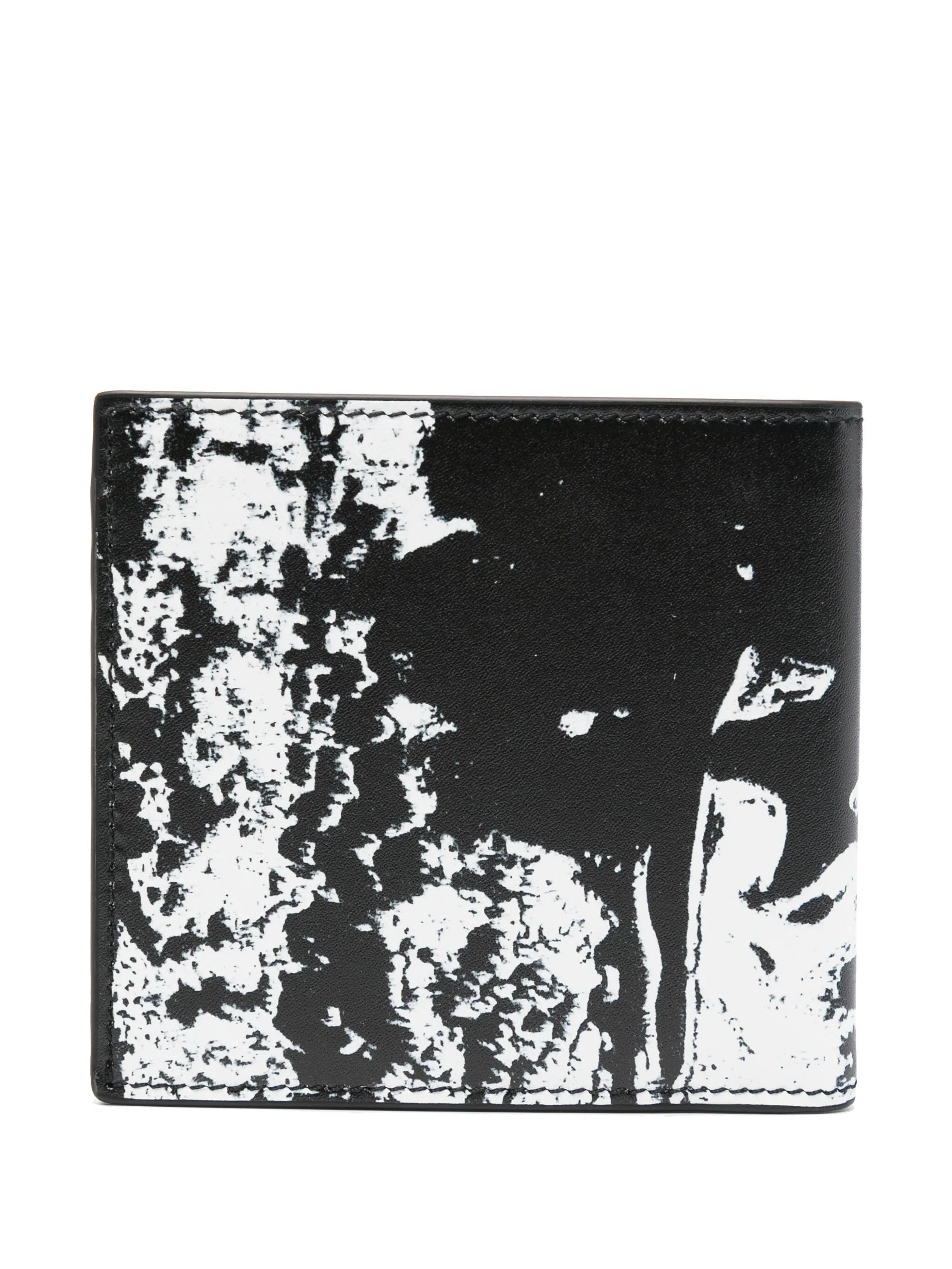 Graffiti-print leather wallet
