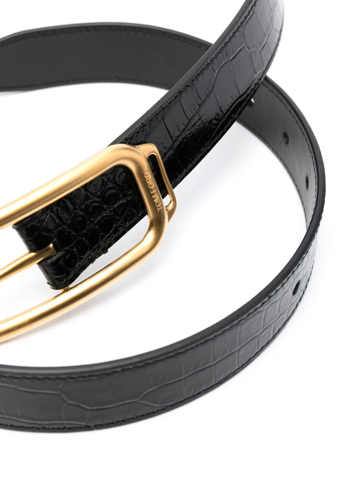 crocodile-effect leather belt