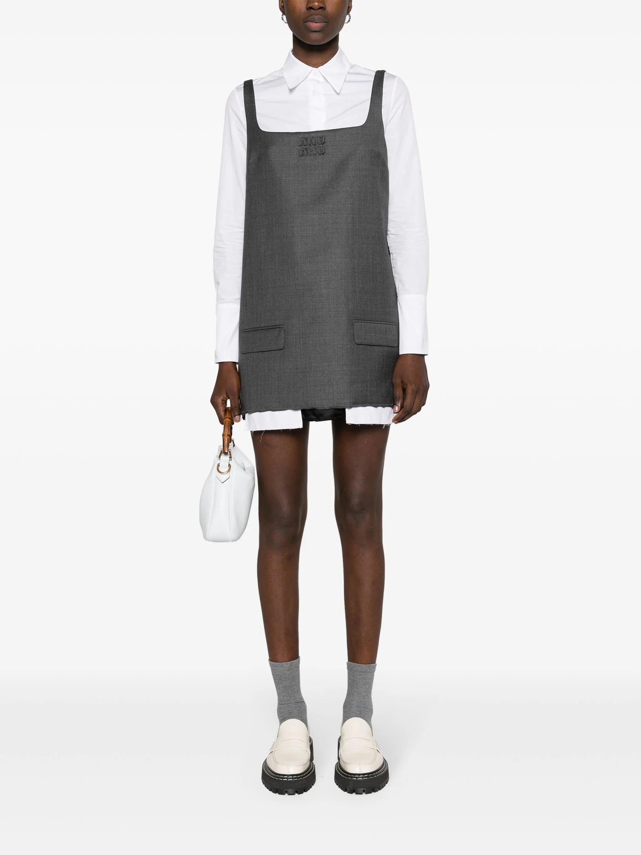 logo-patches layered minidress