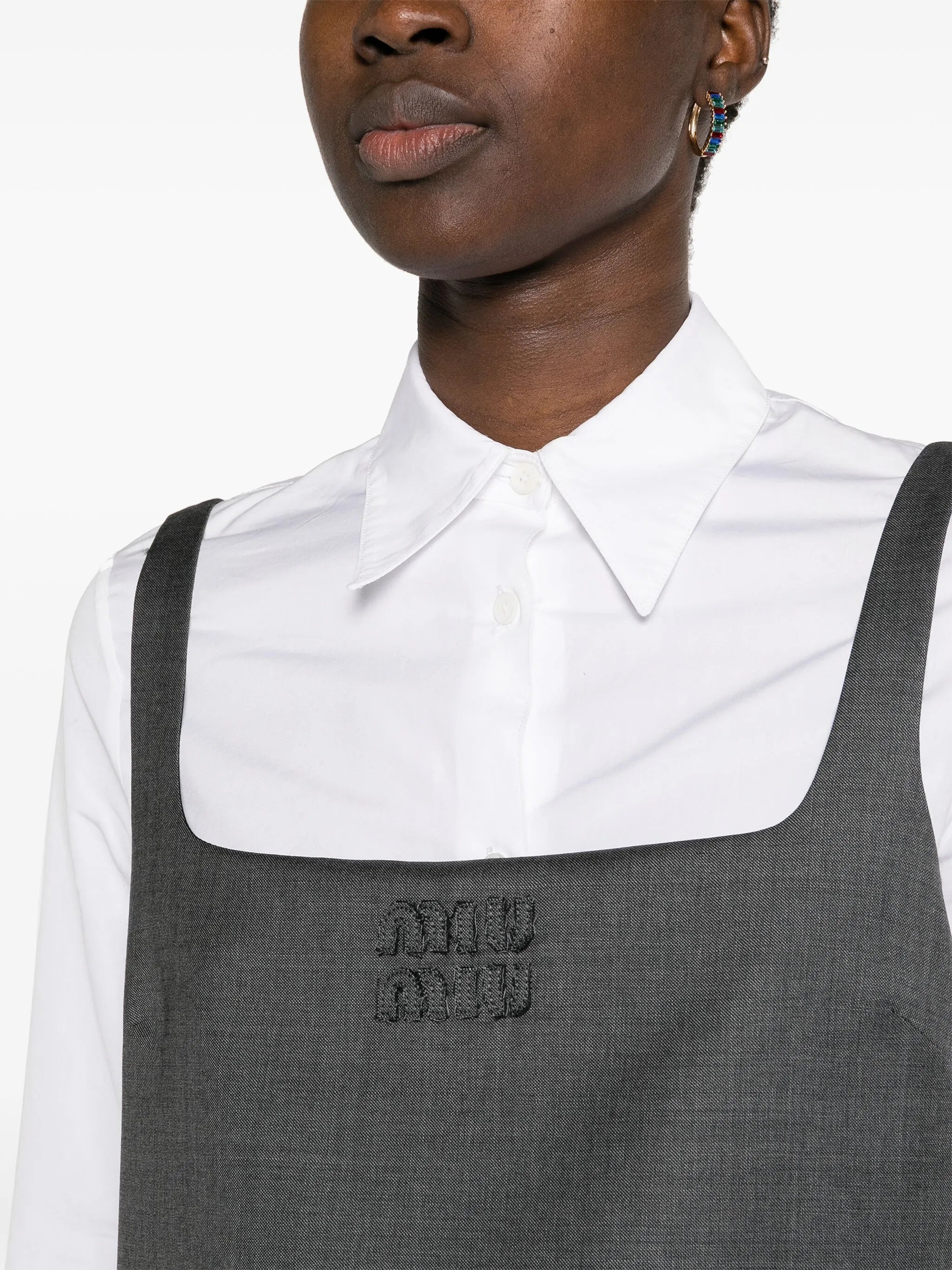 logo-patches layered minidress